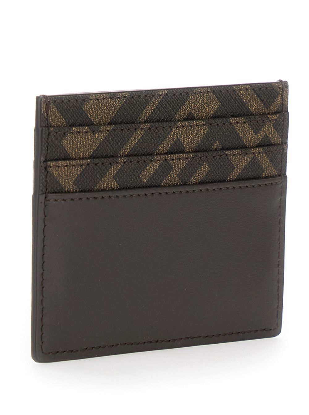 Fendi Squared FF Card Holder in Leather and FF Canvas Brown Men Size ONE SIZE - 3 Thumbnail
