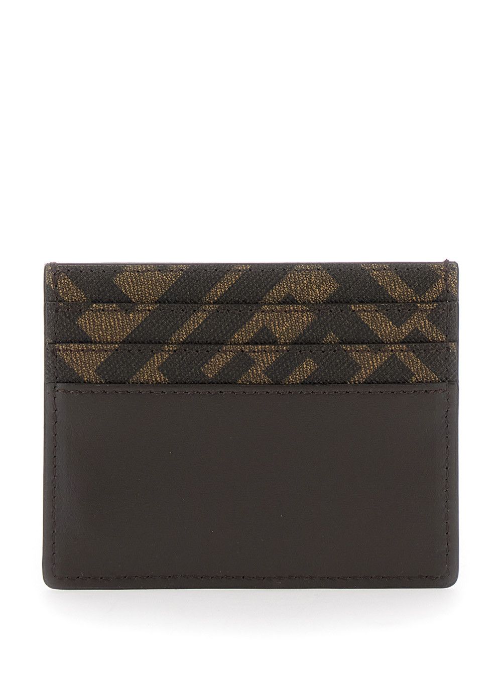 Fendi Squared FF Card Holder in Leather and FF Canvas Brown Men Size ONE SIZE - 4 Thumbnail