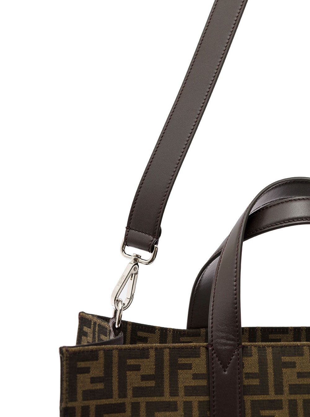 Fendi Brown and Beige Tote bag with FF Jacquard Motif in Cotton Blend Man Size ONE SIZE - 3 Thumbnail