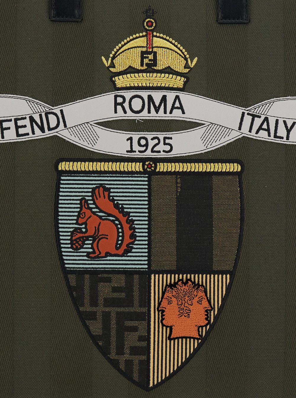 Fendi Green Shopper with Vertical Stripes Motif and Fendi Club Patch on the Front in Canvas Man Size ONE SIZE - 5 Thumbnail