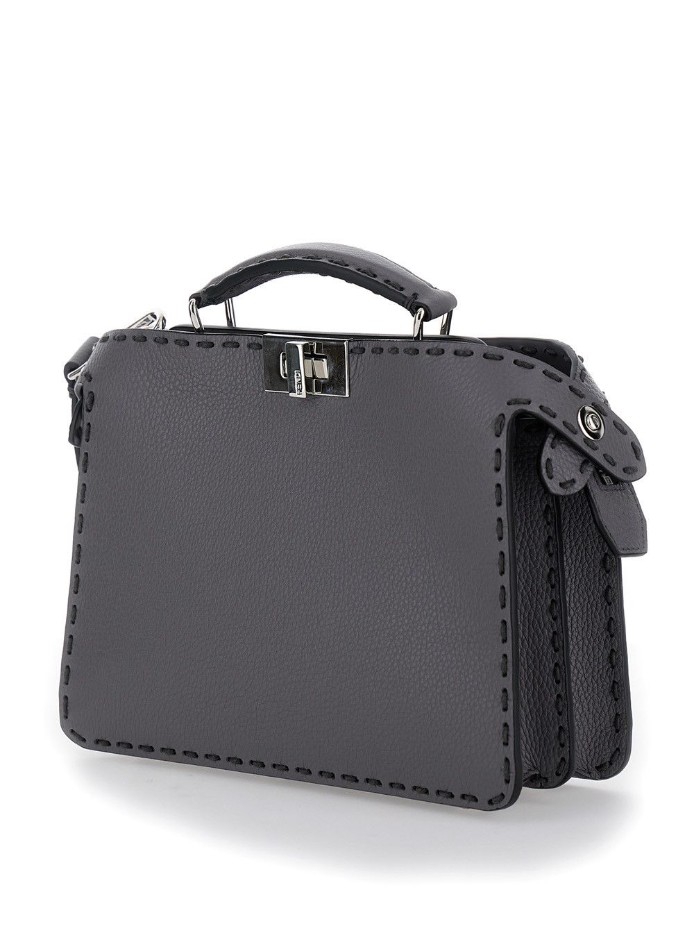 Fendi 'Peekaboo ISeeU Small' Grey Handbag with Macro Top-Stitching in Leather Man Size ONE SIZE - 2 Thumbnail