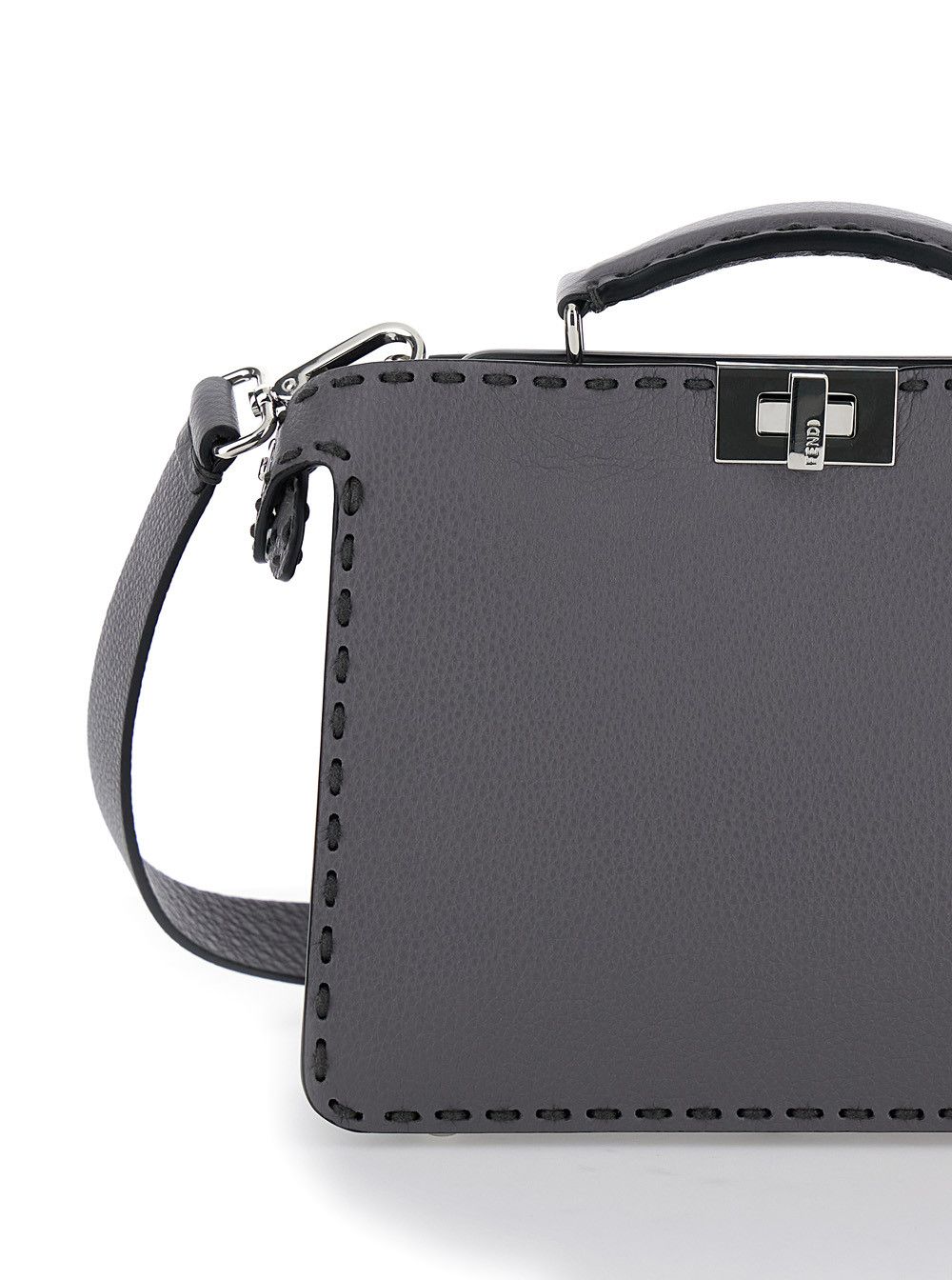 Fendi 'Peekaboo ISeeU Small' Grey Handbag with Macro Top-Stitching in Leather Man Size ONE SIZE - 5 Thumbnail