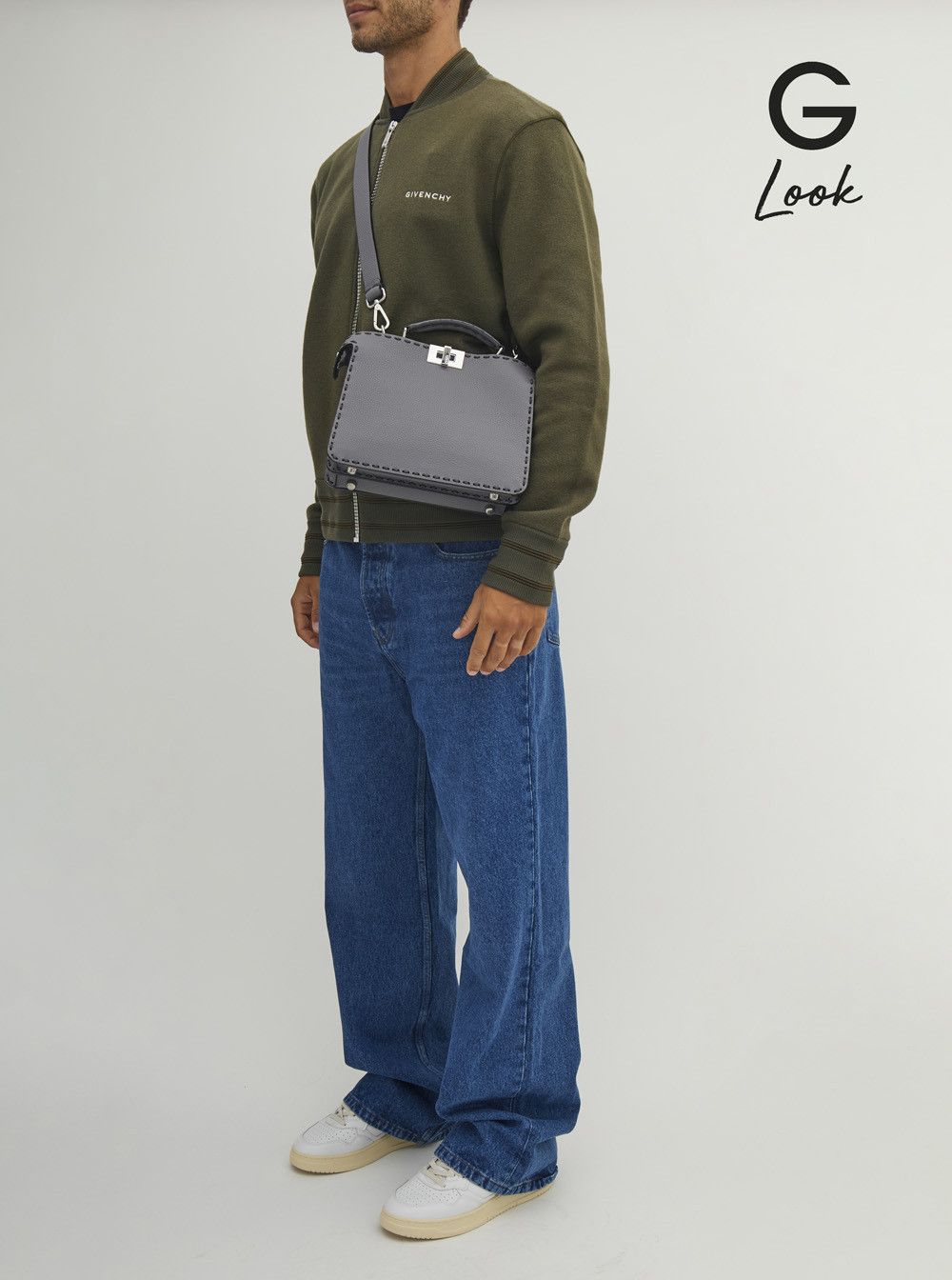 Fendi 'Peekaboo ISeeU Small' Grey Handbag with Macro Top-Stitching in Leather Man Size ONE SIZE - 7 Thumbnail