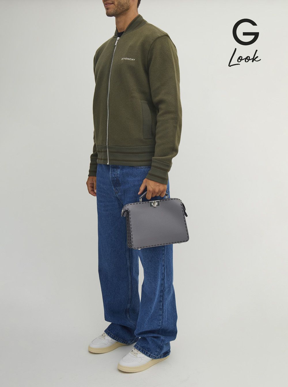 Fendi 'Peekaboo ISeeU Small' Grey Handbag with Macro Top-Stitching in Leather Man Size ONE SIZE - 6 Thumbnail