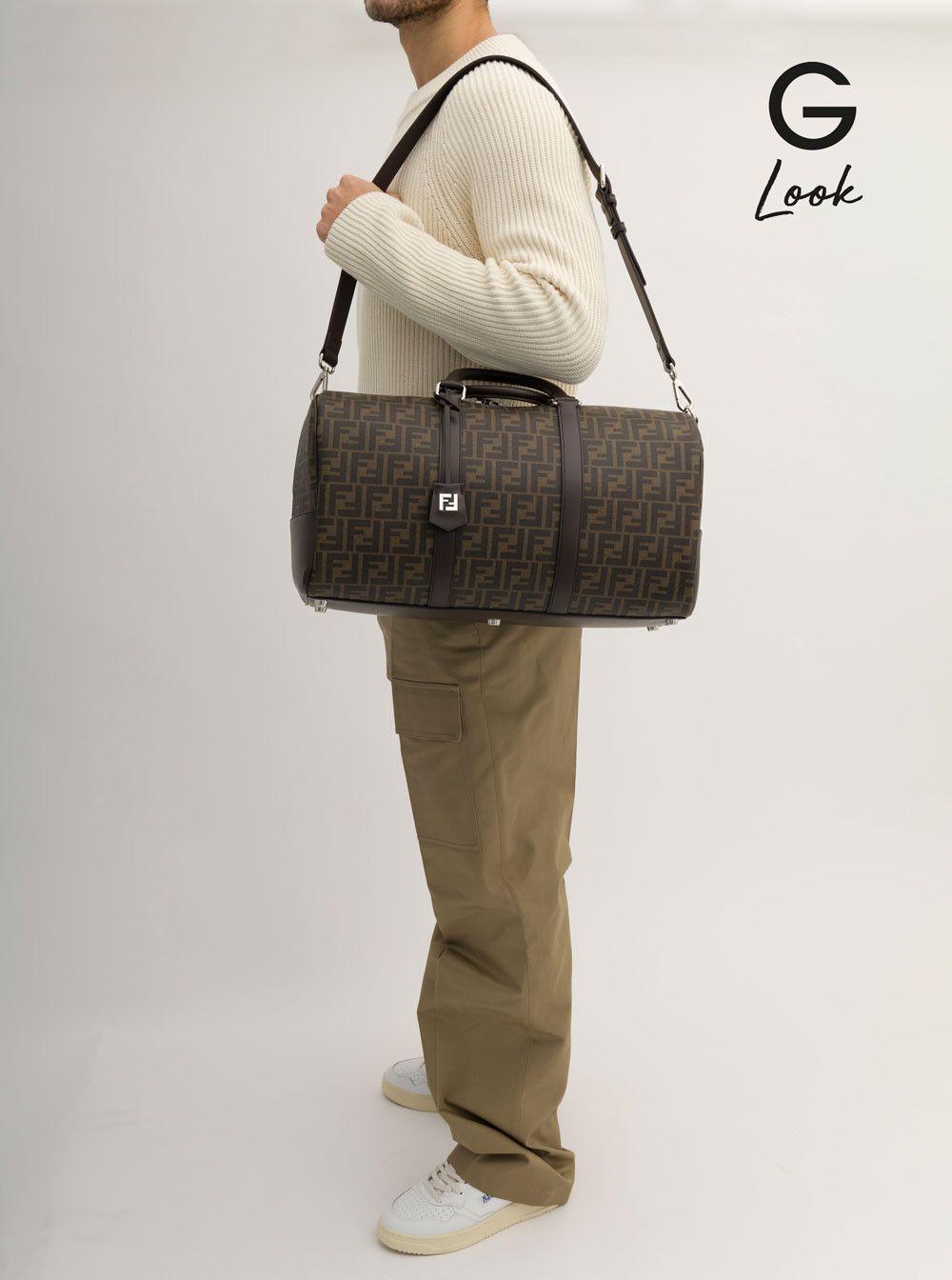 Fendi Brown Suitcase with All-Over FF Motif and FF Plate on the Front in Fabric for Men Size US M / EU 48-50 / 2 - 5 Thumbnail