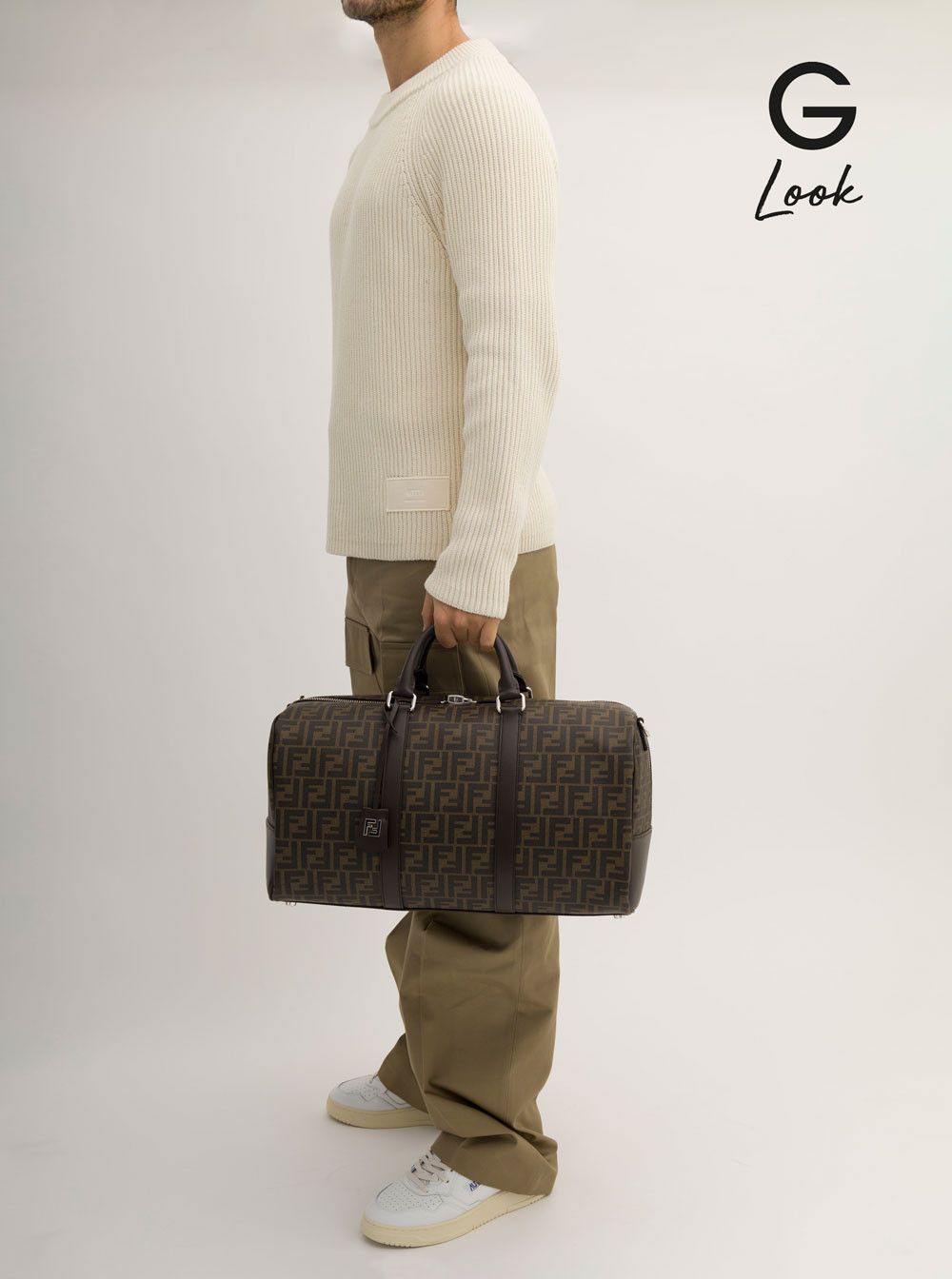 Fendi Brown Suitcase with All-Over FF Motif and FF Plate on the Front in Fabric for Men Size US M / EU 48-50 / 2 - 6 Thumbnail