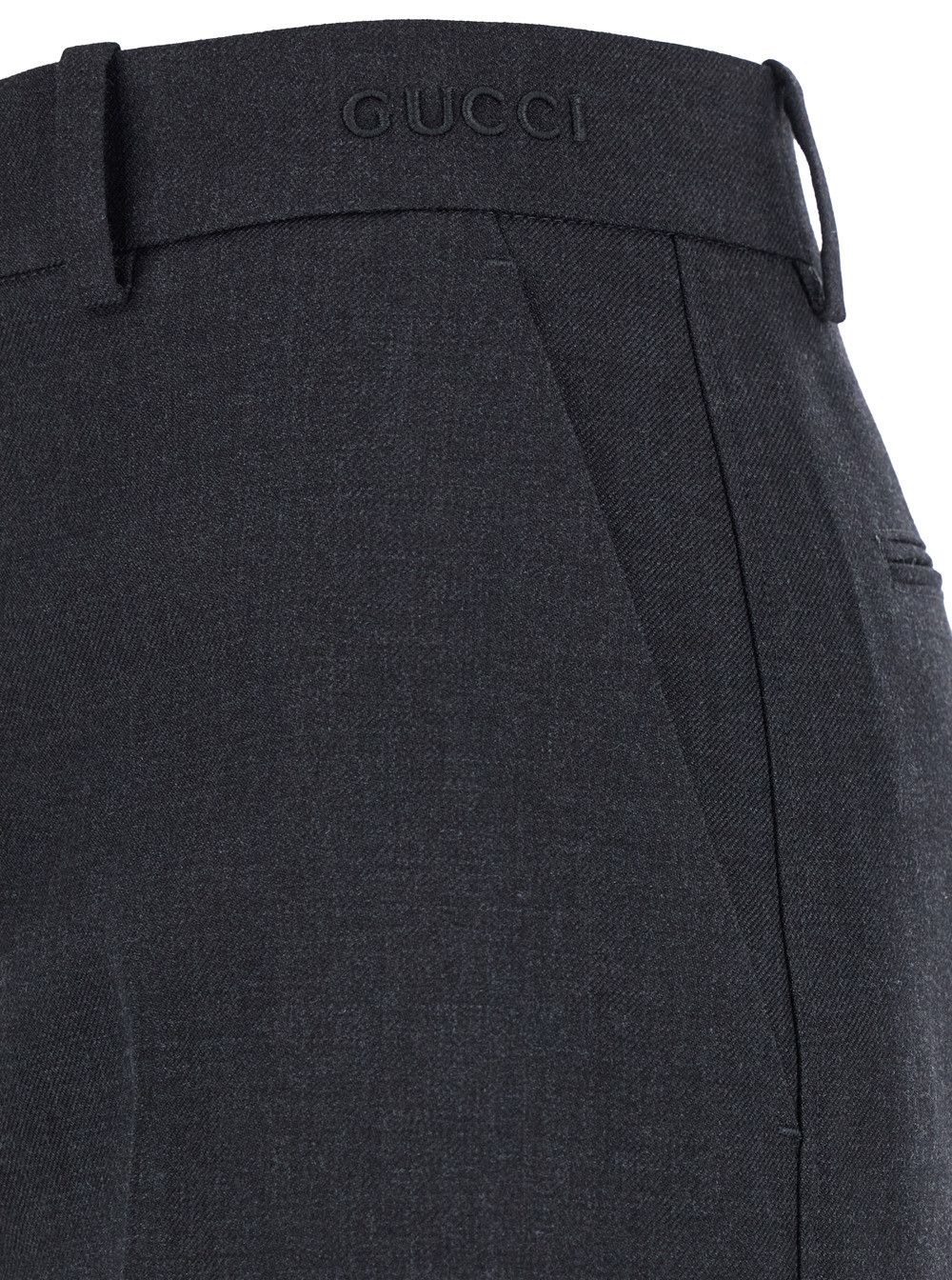Gucci Grey Pants with Logo Lettering Detail on the Waist in Wool Woman Size 28" / US 6 / IT 42 - 3 Thumbnail