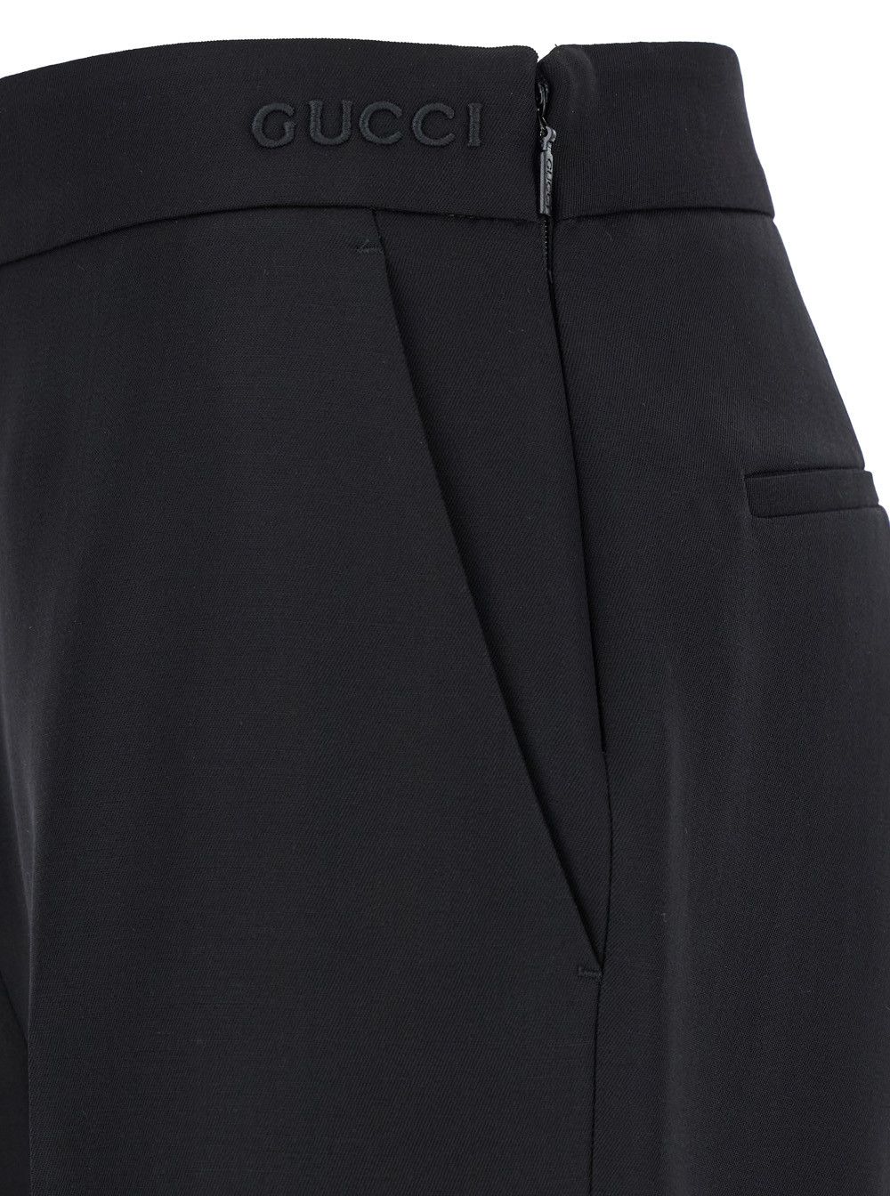 Gucci Black Flared Pants with Pences in Wool Woman Size 28" / US 6 / IT 42 - 3 Thumbnail