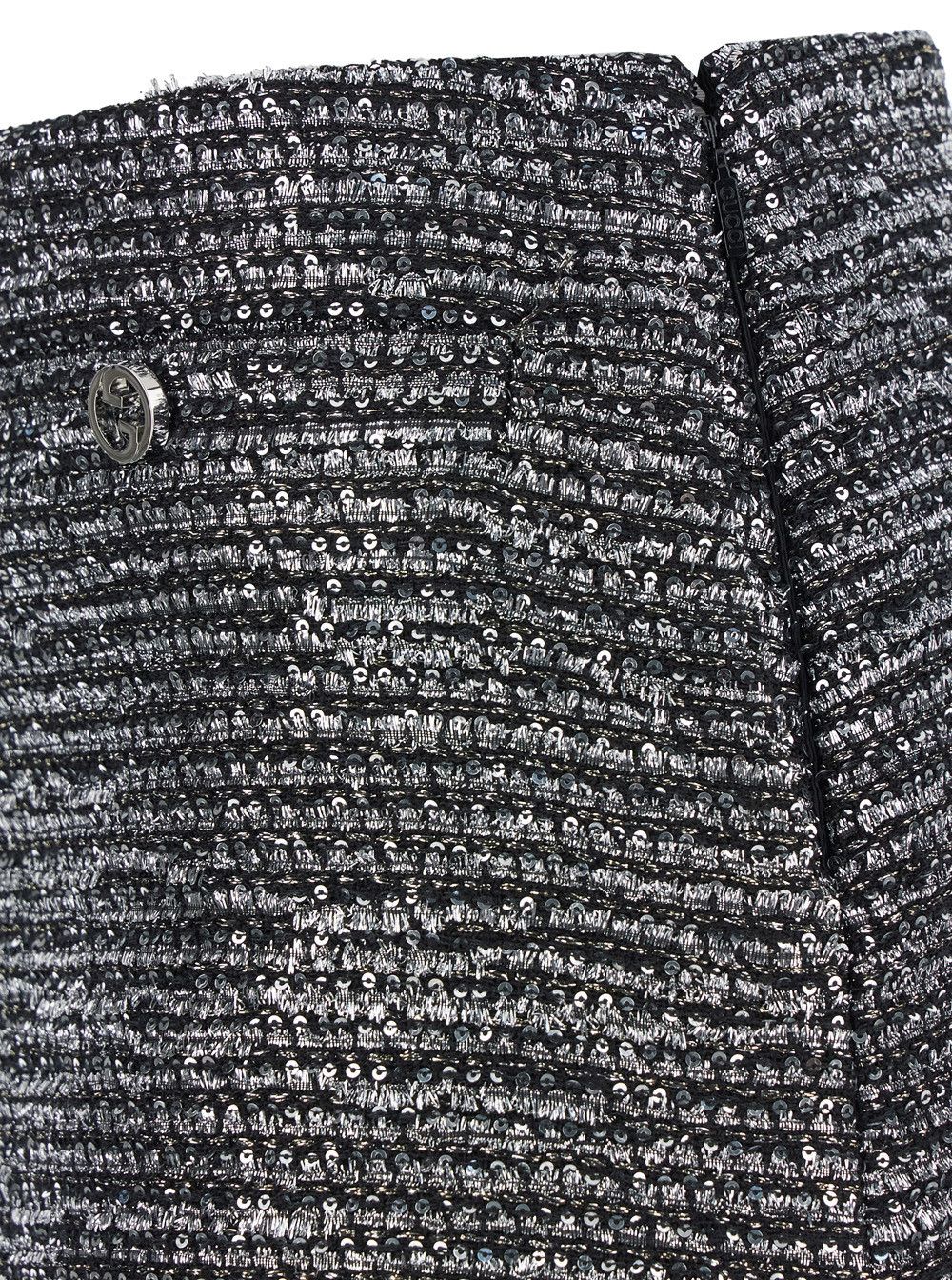 Black Sequin Miniskirt in Wool Woman