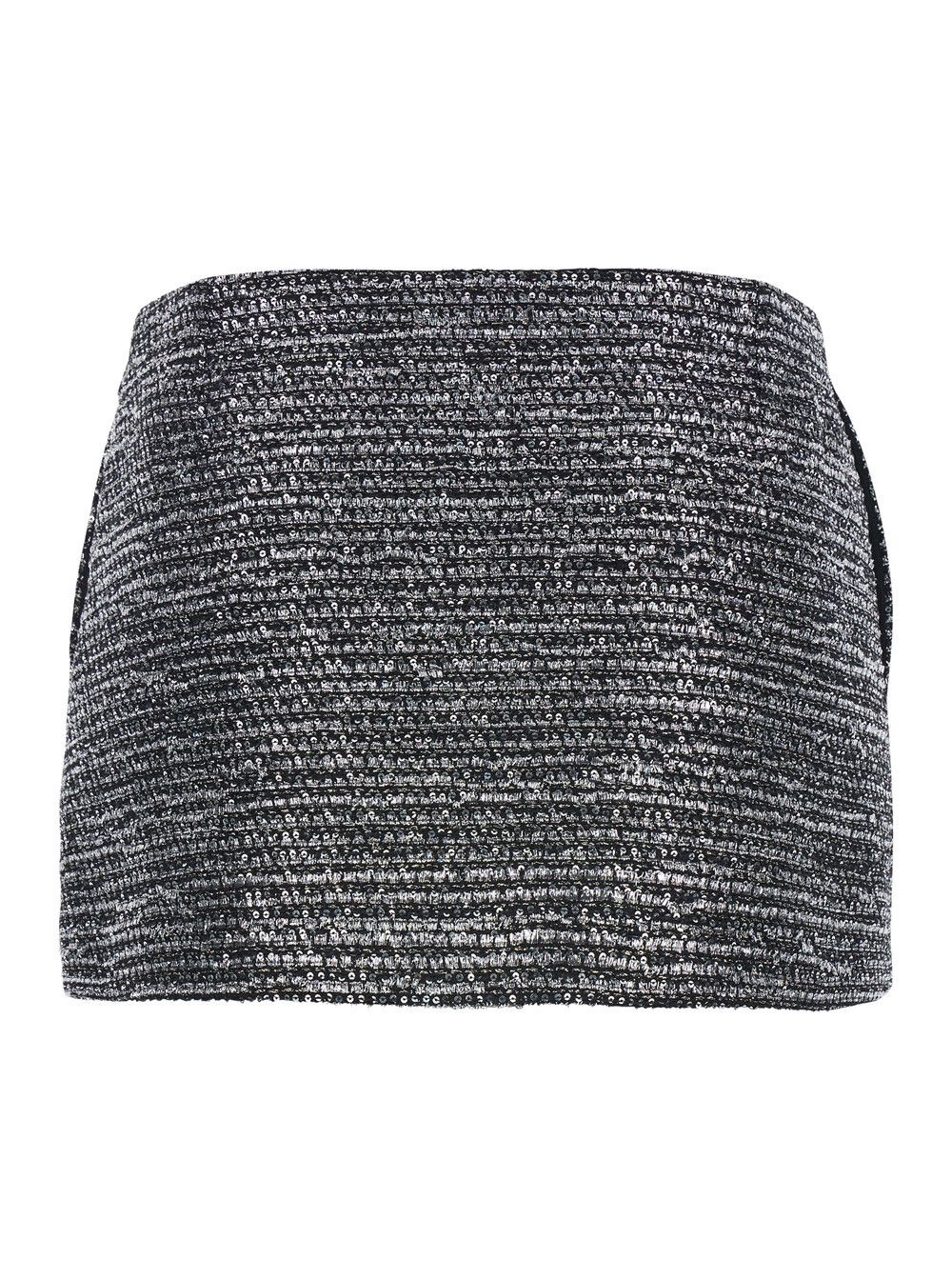 Black Sequin Miniskirt in Wool Woman