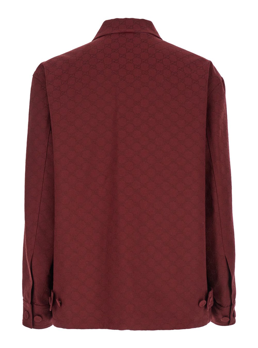 Gucci Bordeaux Jacket with All-Over GG Motif in Cotton Blend Man Size US M / EU 48-50 / 2 - 2 Thumbnail