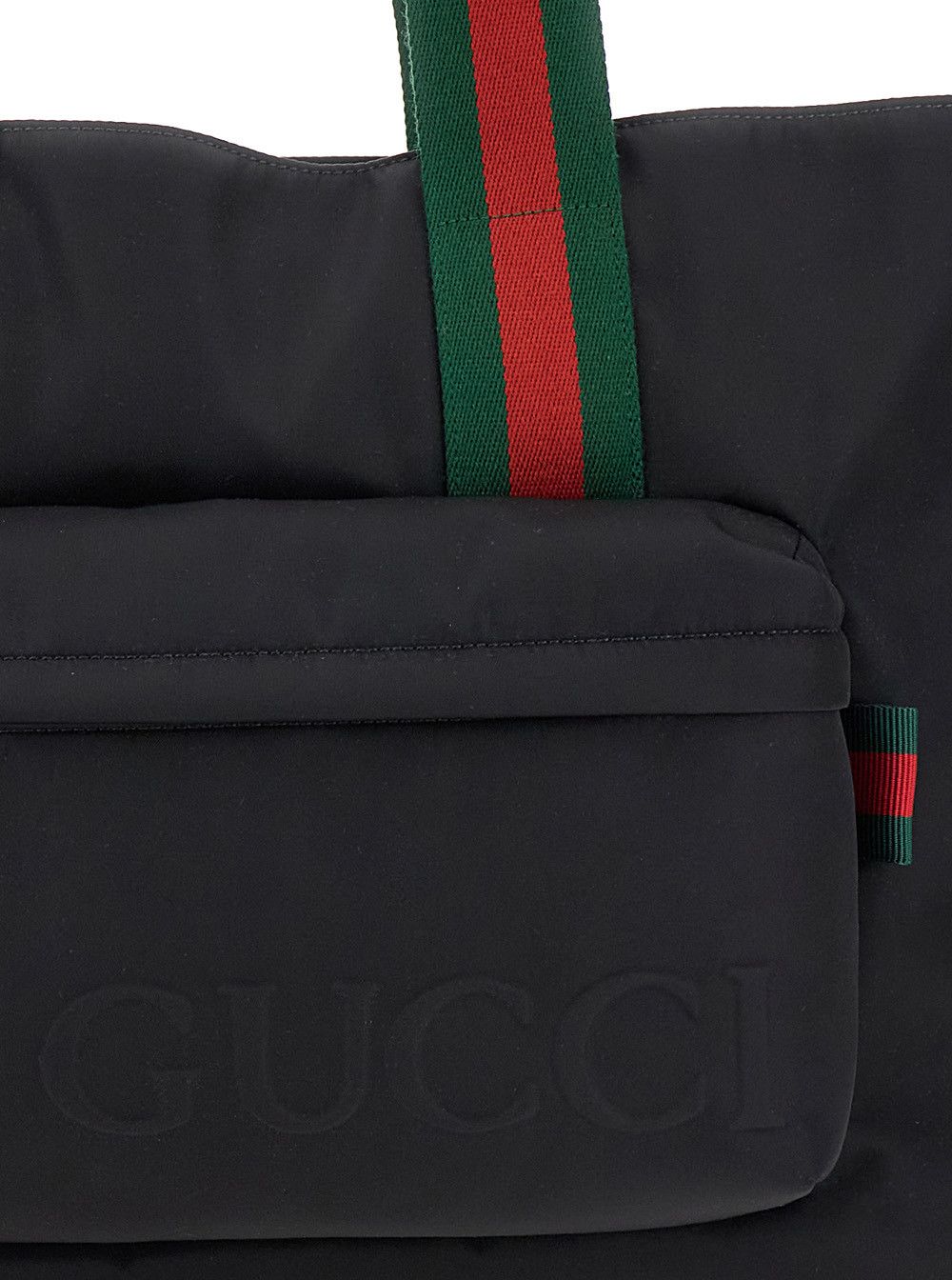 Gucci Black Tote Bag with Web Handles and Logo Lettering on the Front in Tech Fabric Man Size ONE SIZE - 5 Thumbnail