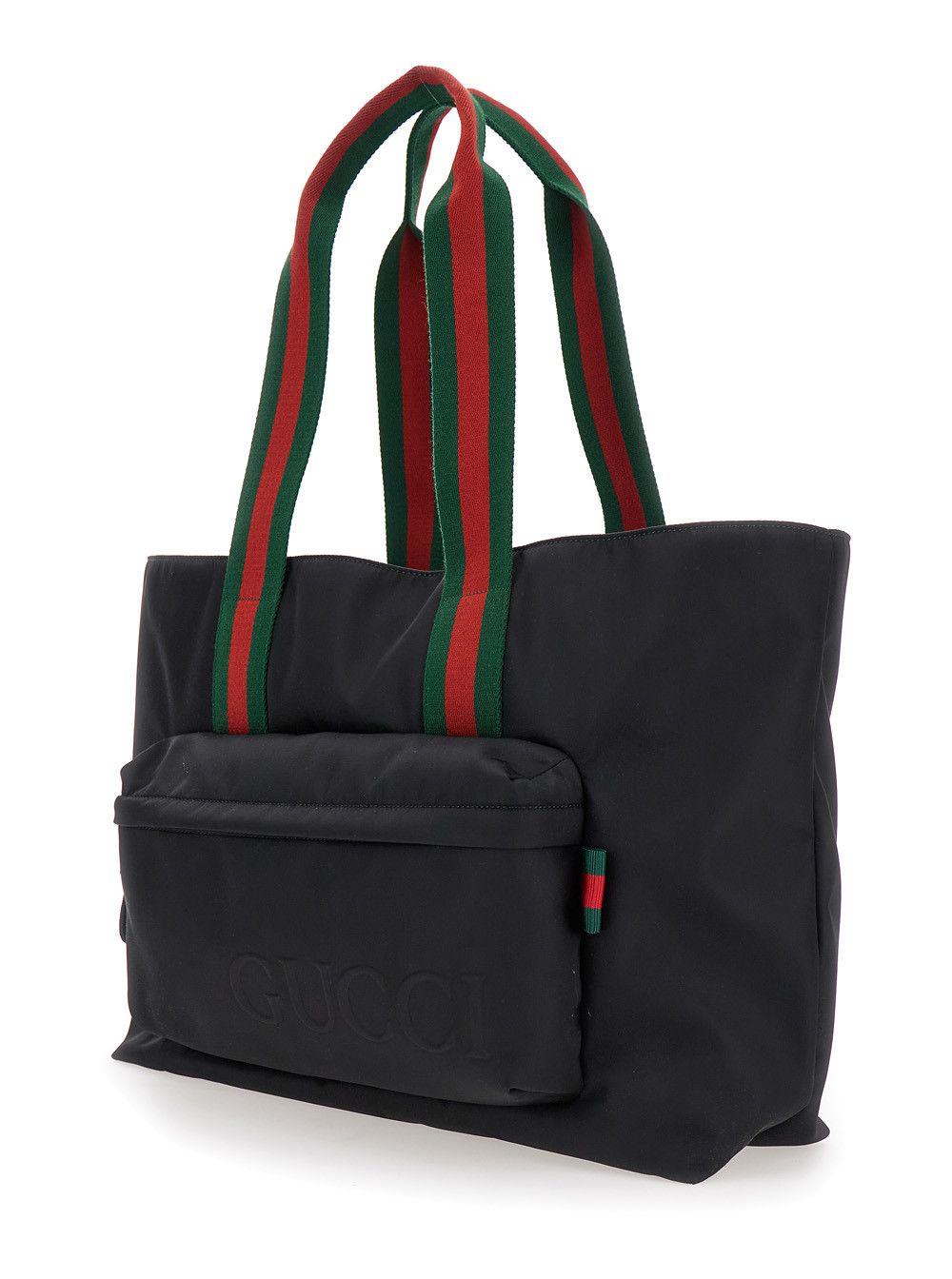 Gucci Black Tote Bag with Web Handles and Logo Lettering on the Front in Tech Fabric Man Size ONE SIZE - 2 Thumbnail