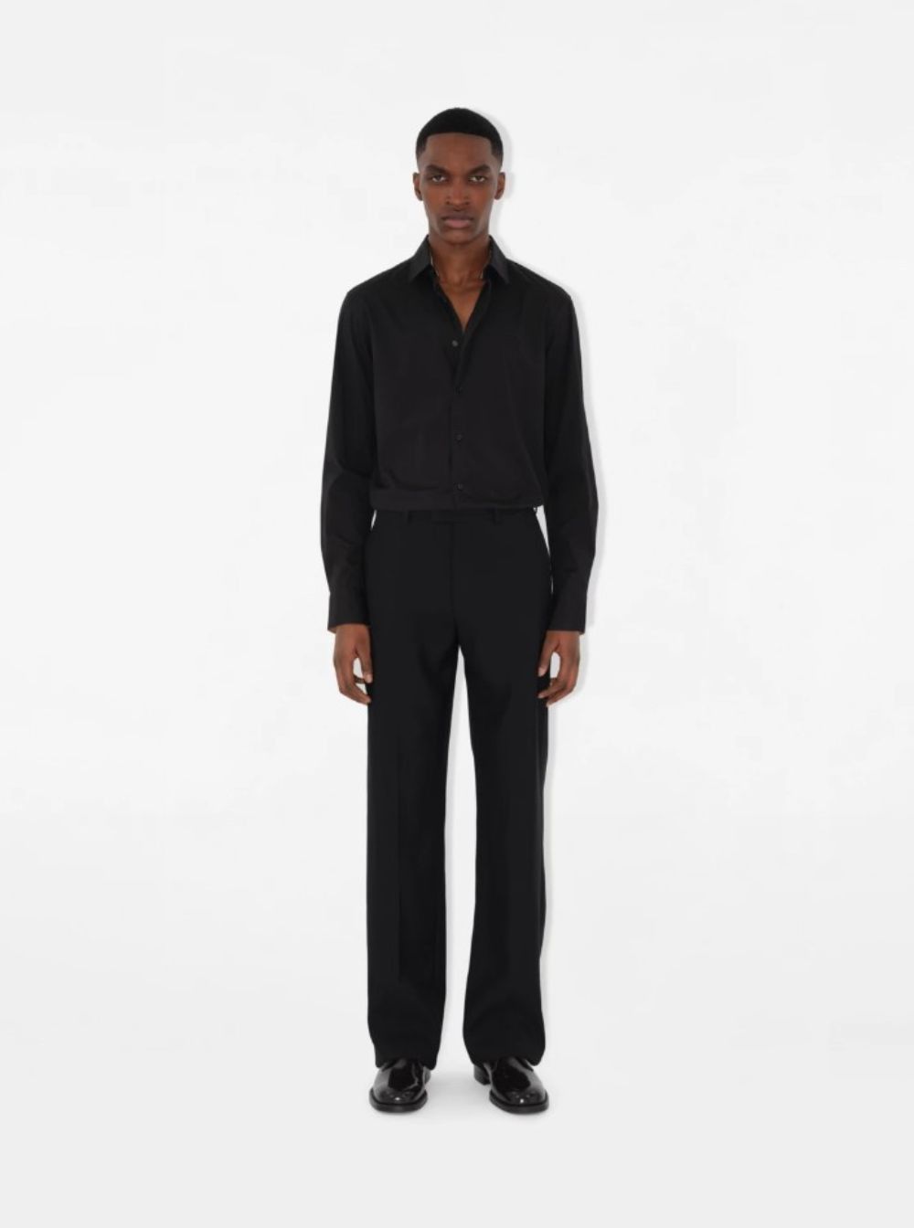 Burberry Black Oversized Shirt with Classic Collar in Stretch Cotton Man Size US L / EU 52-54 / 3 - 4 Thumbnail