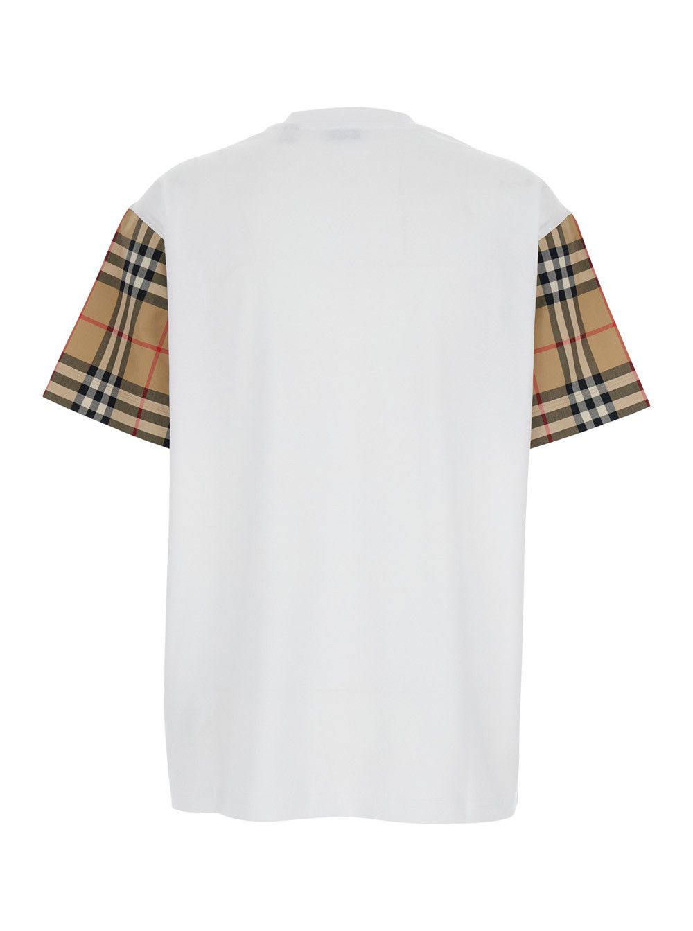 Burberry White T-Shirt with Vintage Check Motif on Sleeves for Women Size S / US 4 / IT 40 - 2 Thumbnail