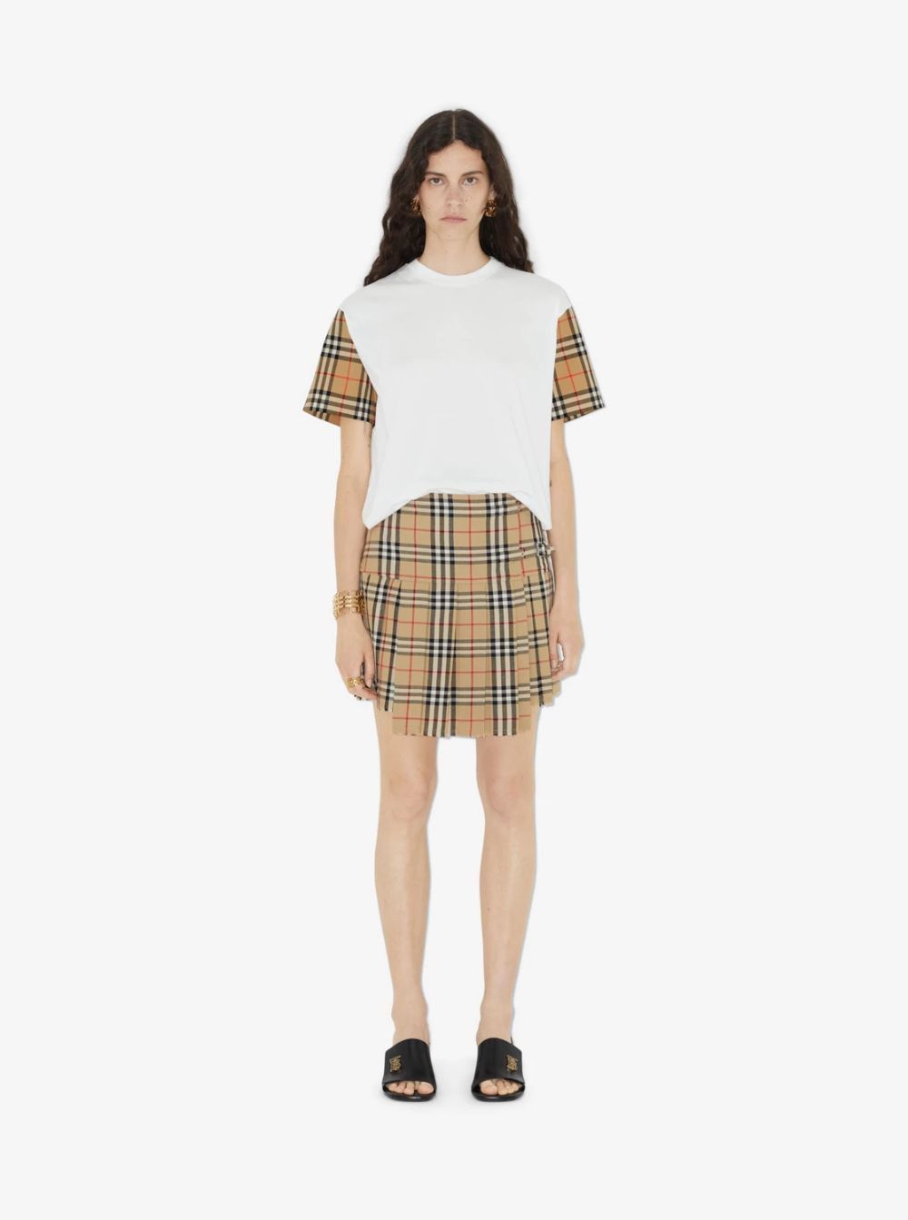Burberry White T-Shirt with Vintage Check Motif on Sleeves for Women Size S / US 4 / IT 40 - 4 Thumbnail