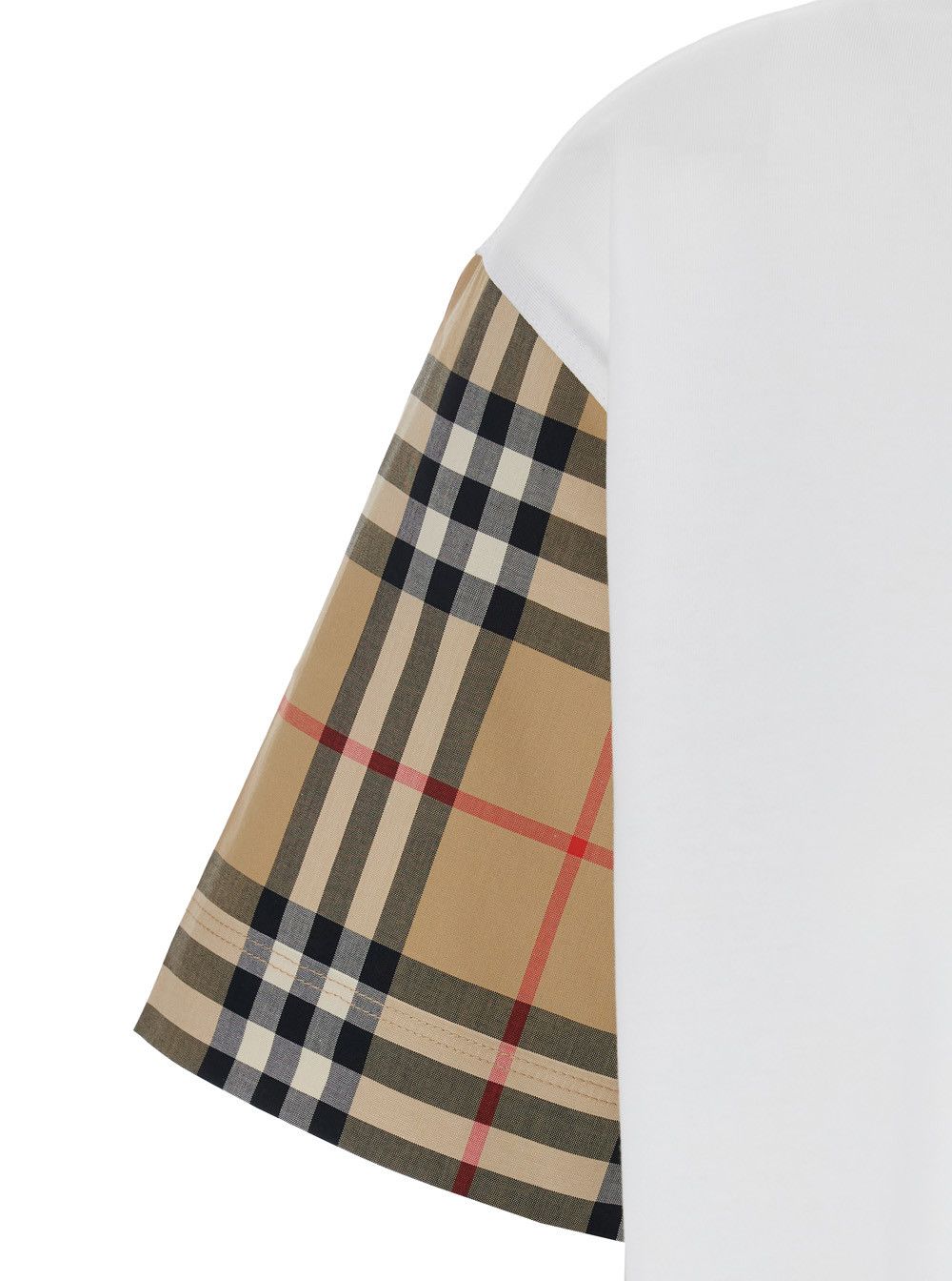 Burberry White T-Shirt with Vintage Check Motif on Sleeves for Women Size XS / US 0-2 / IT 36-38 - 3 Thumbnail