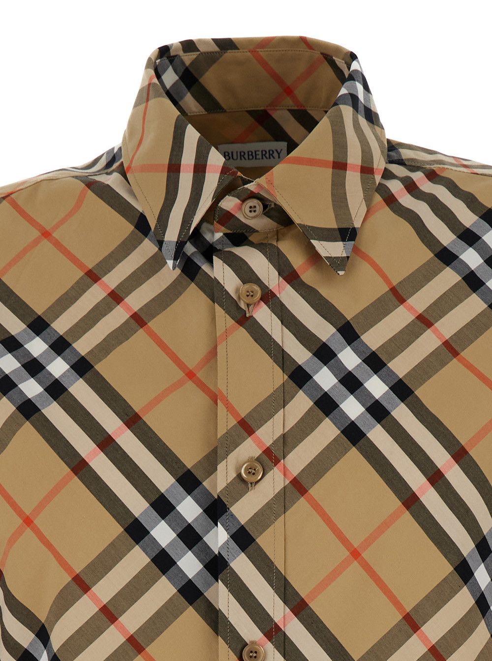 Burberry Beige Shirt with Check Motif in Cotton Man Size US M / EU 48-50 / 2 - 3 Thumbnail