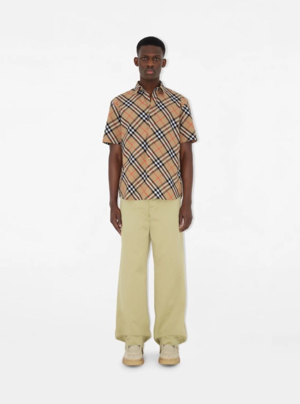 Burberry Beige Shirt with Check Motif in Cotton Man Size US M / EU 48-50 / 2 - 4 Thumbnail