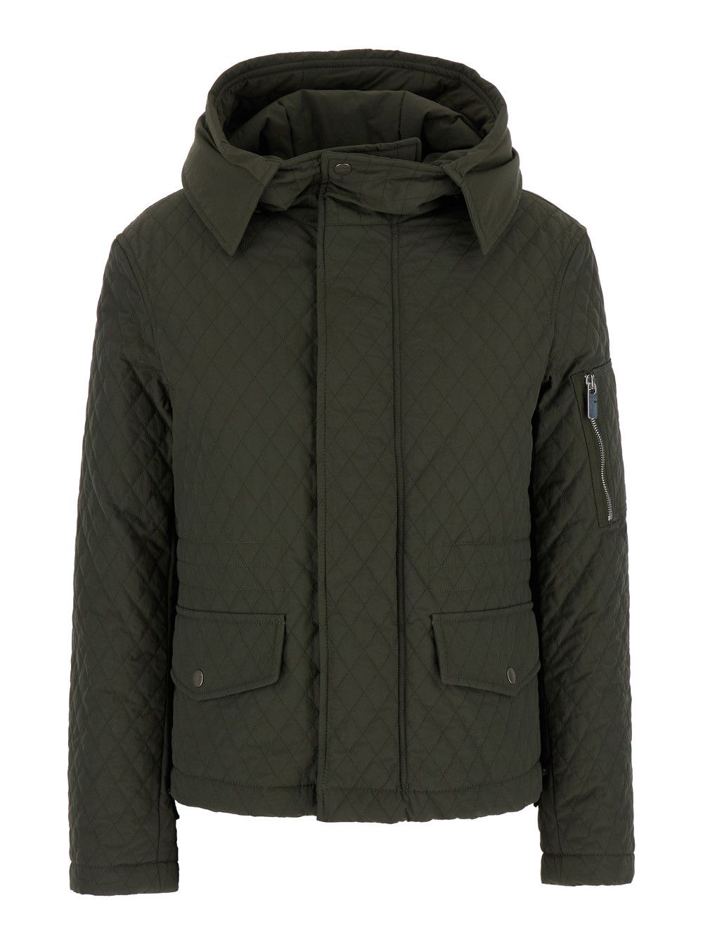 Burberry Green Quilted Jacket with EKD Logo Detail in Cotton Blend Woman Size XS / US 0-2 / IT 36-38 - 4 Thumbnail