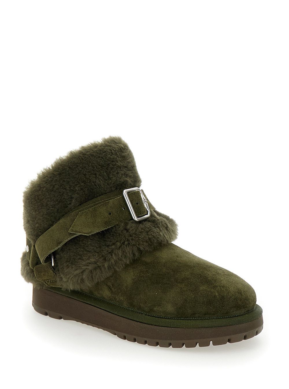 Burberry 'Snug' Green Ankle Boots with Strap in Suede and Shearling Woman Size US 6 / IT 36 - 2 Thumbnail