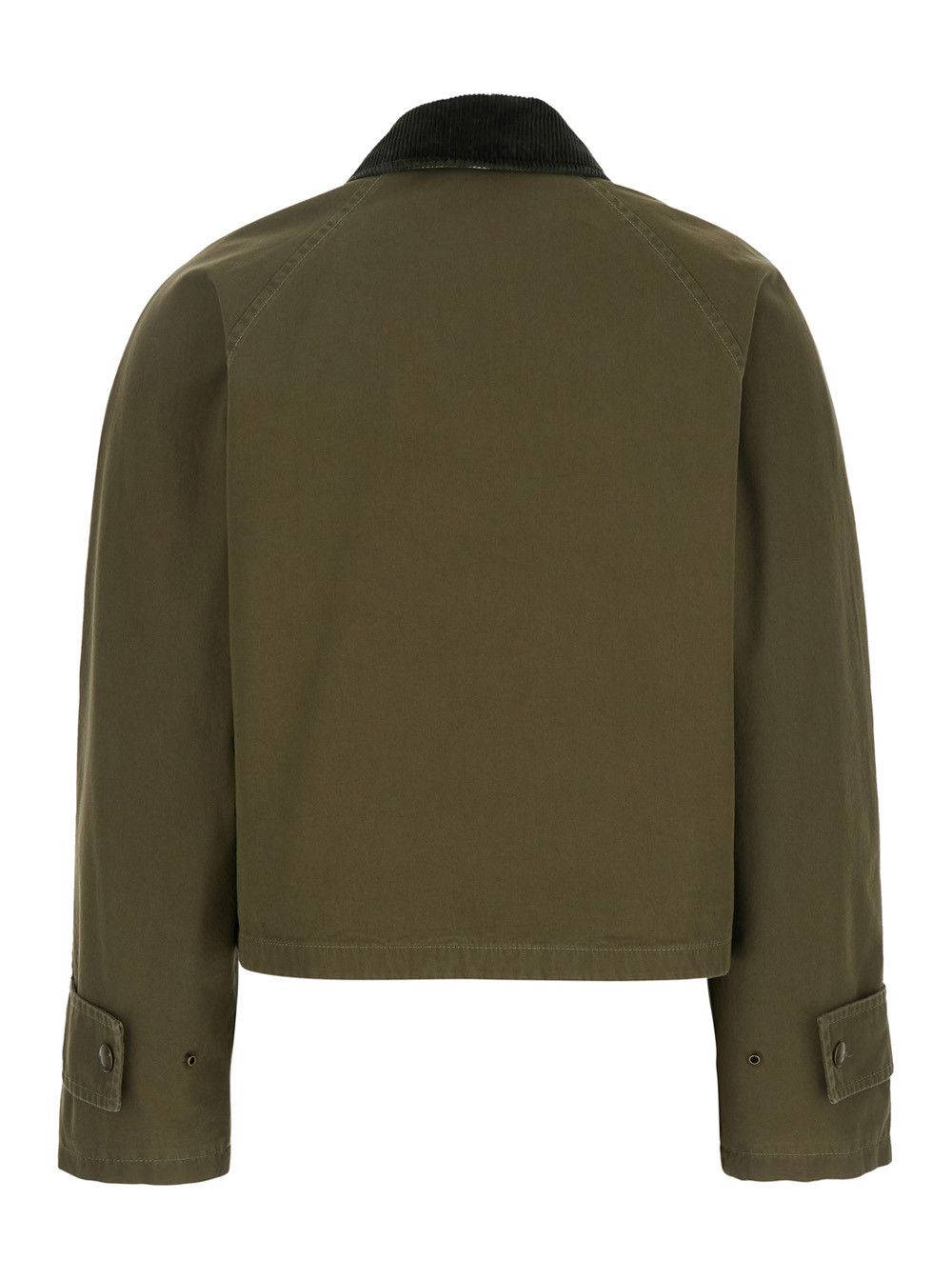 Burberry Green Cropped Jacket with Corduroy Collar in Cotton Woman Size XS / US 0-2 / IT 36-38 - 2 Thumbnail