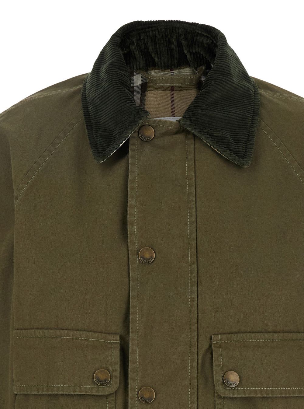 Burberry Green Cropped Jacket with Corduroy Collar in Cotton Woman Size XS / US 0-2 / IT 36-38 - 3 Thumbnail
