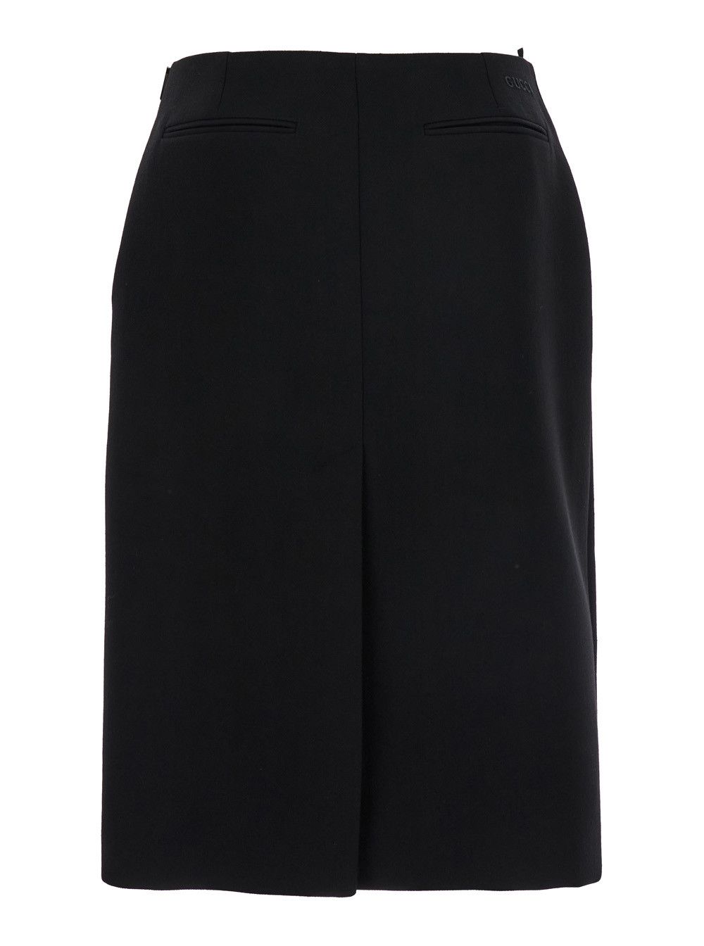 Gucci Black High Waist Skirt with Logo Lettering on Waist and Zip Puller in Wool Woman Size 28" / US 6 / IT 42 - 2 Thumbnail