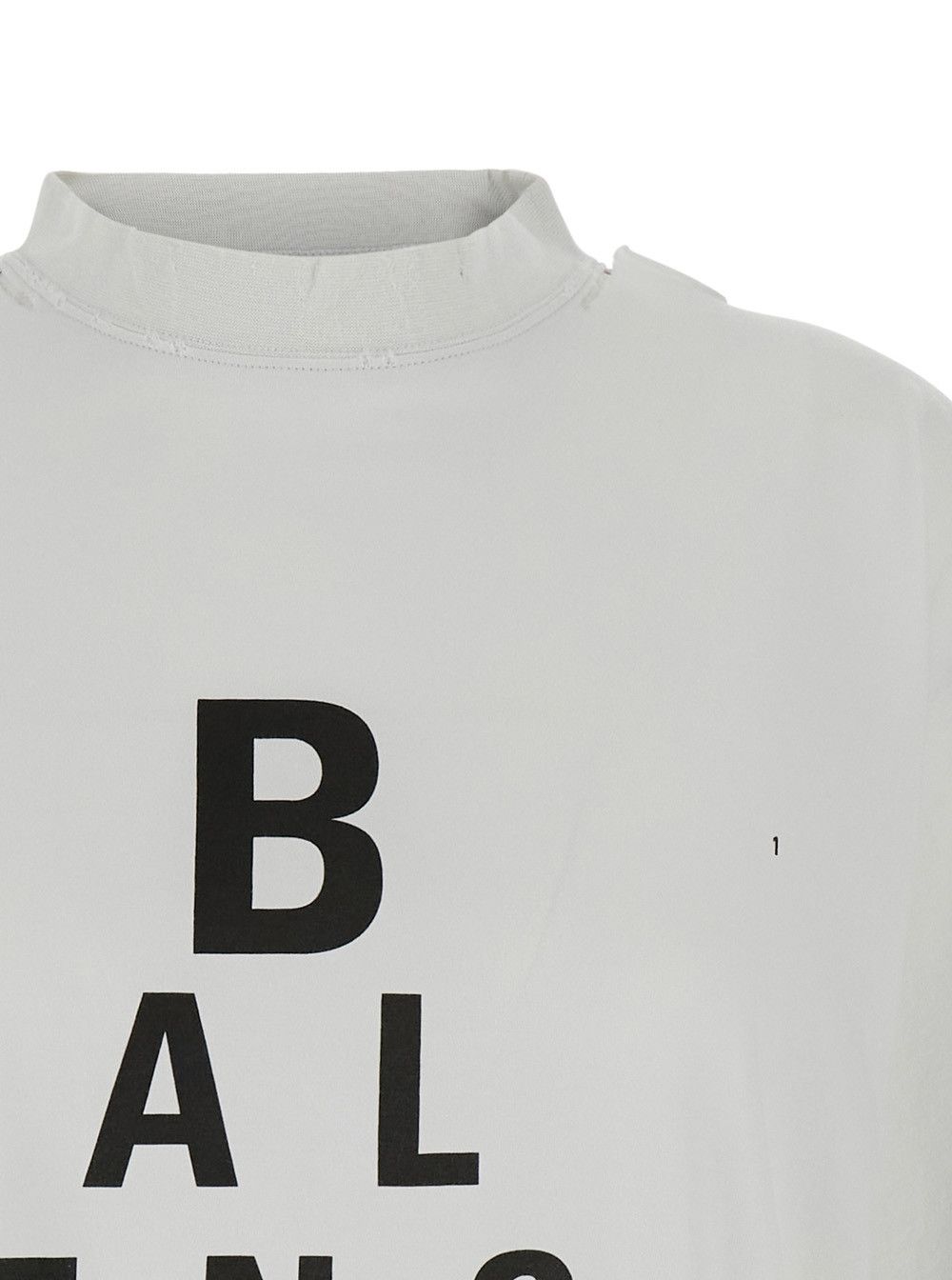 Balenciaga White T-Shirt with Logo Printed on the Front and Torn Details in Cotton Woman Size S / US 4 / IT 40 - 3 Thumbnail