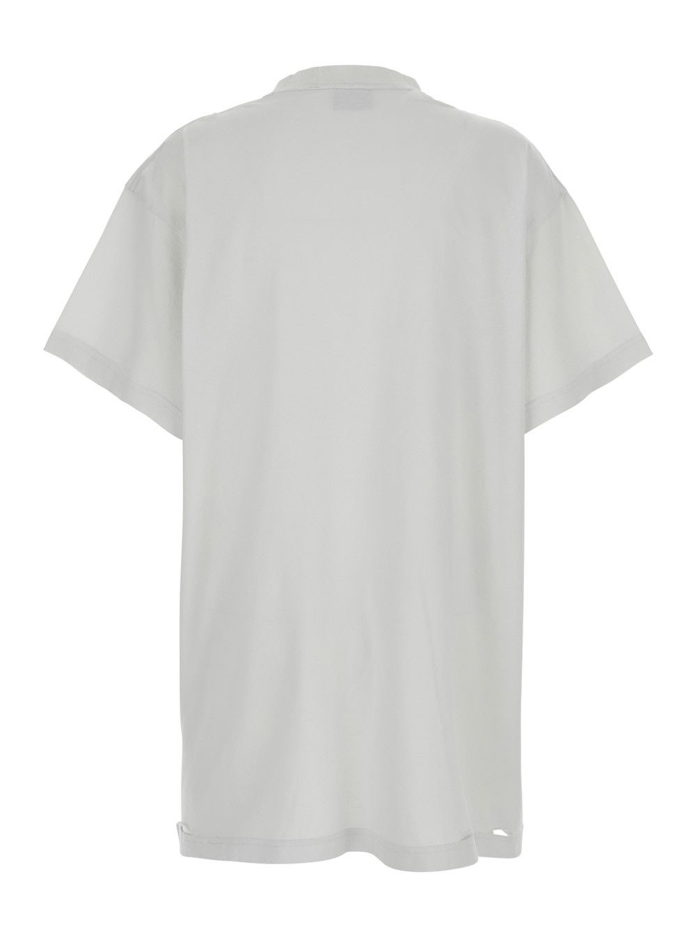 Balenciaga White T-Shirt with Logo Printed on the Front and Torn Details in Cotton Woman Size S / US 4 / IT 40 - 2 Thumbnail