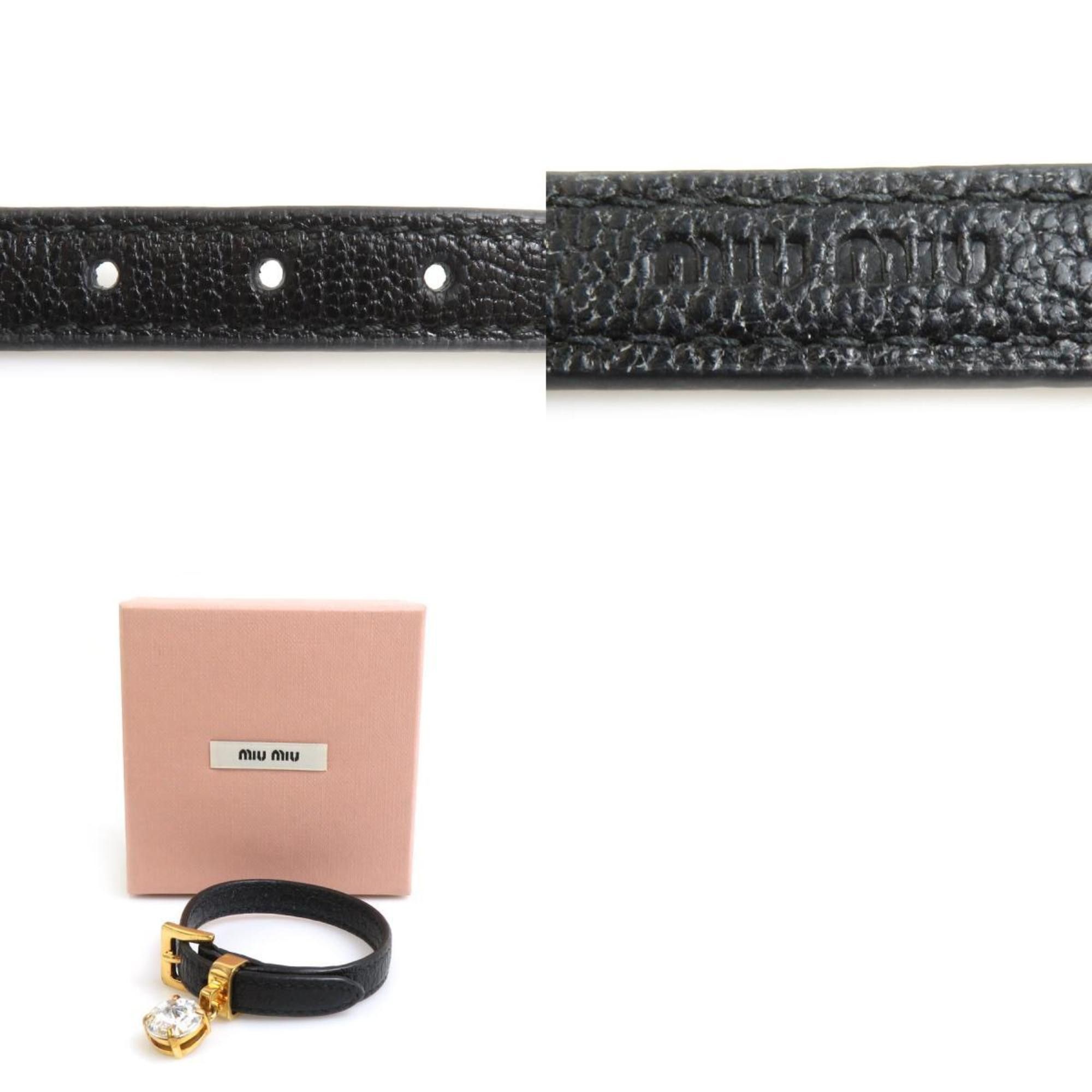 Miu Miu Miu MIUMIU Bracelet Leather Stone Bijou Black Women's 55961m Size ONE SIZE - 5 Thumbnail