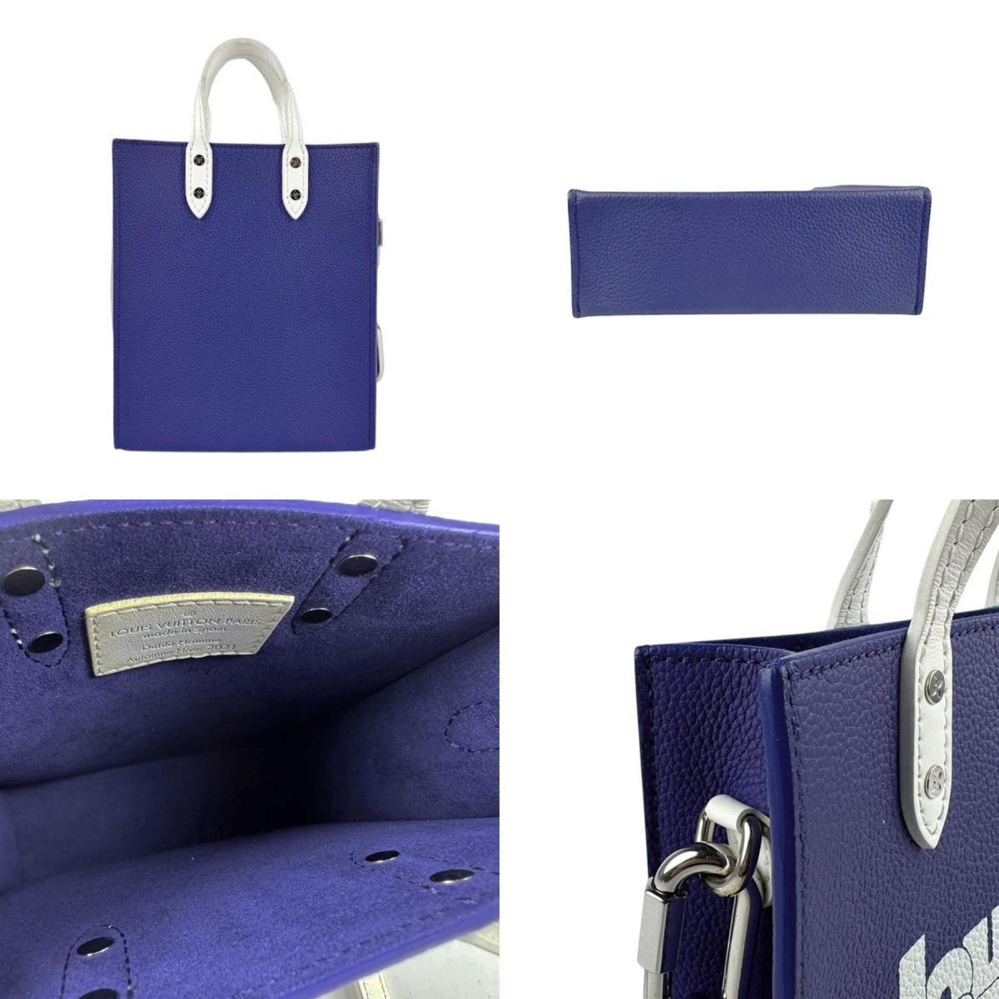 Louis Vuitton LOUIS VUITTON Handbag Shoulder Bag Everyday LV Sac Plat Leather Navy Blue White Silver Men's M80841 z4142 Size ONE SIZE - 3 Thumbnail