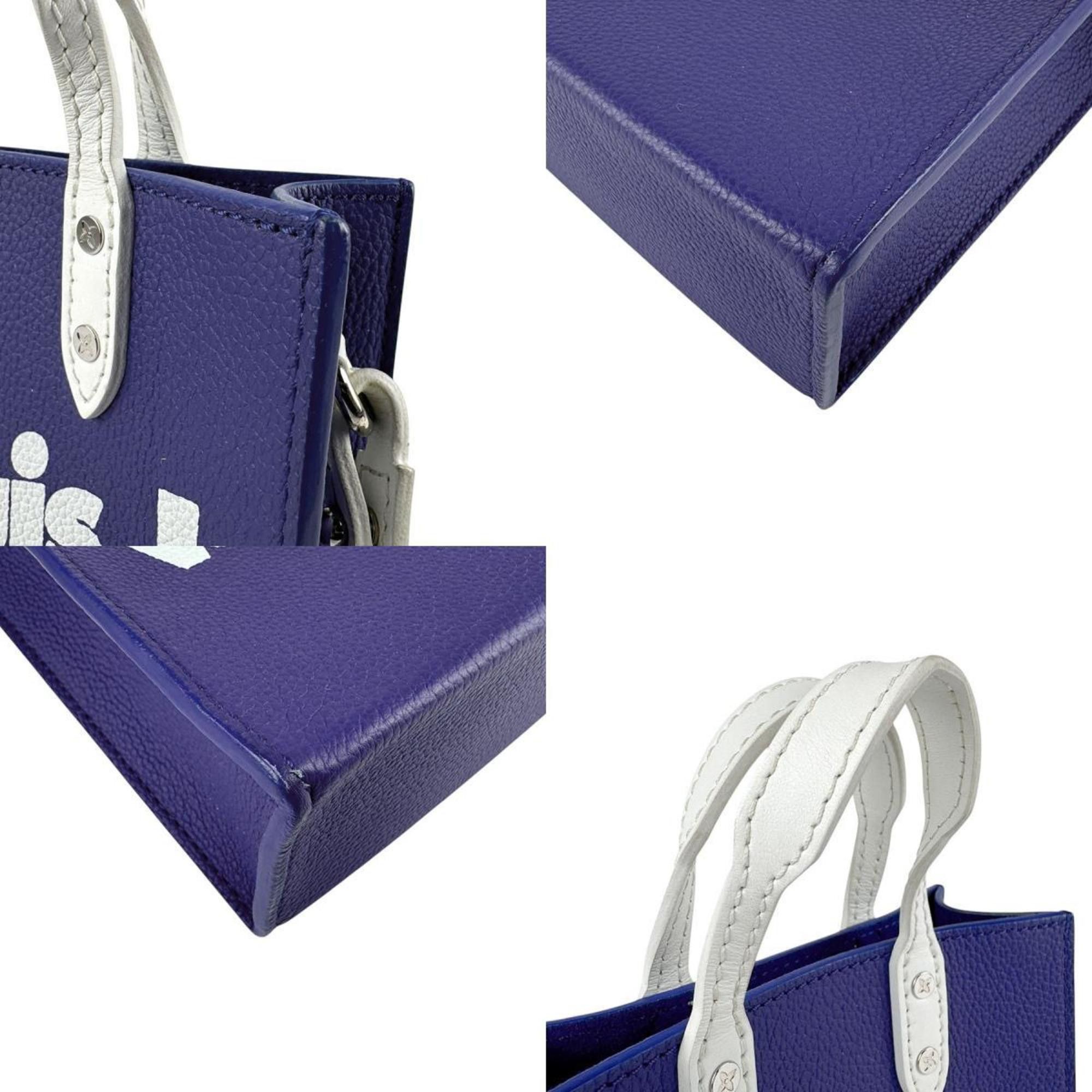 Louis Vuitton LOUIS VUITTON Handbag Shoulder Bag Everyday LV Sac Plat Leather Navy Blue White Silver Men's M80841 z4142 Size ONE SIZE - 4 Thumbnail