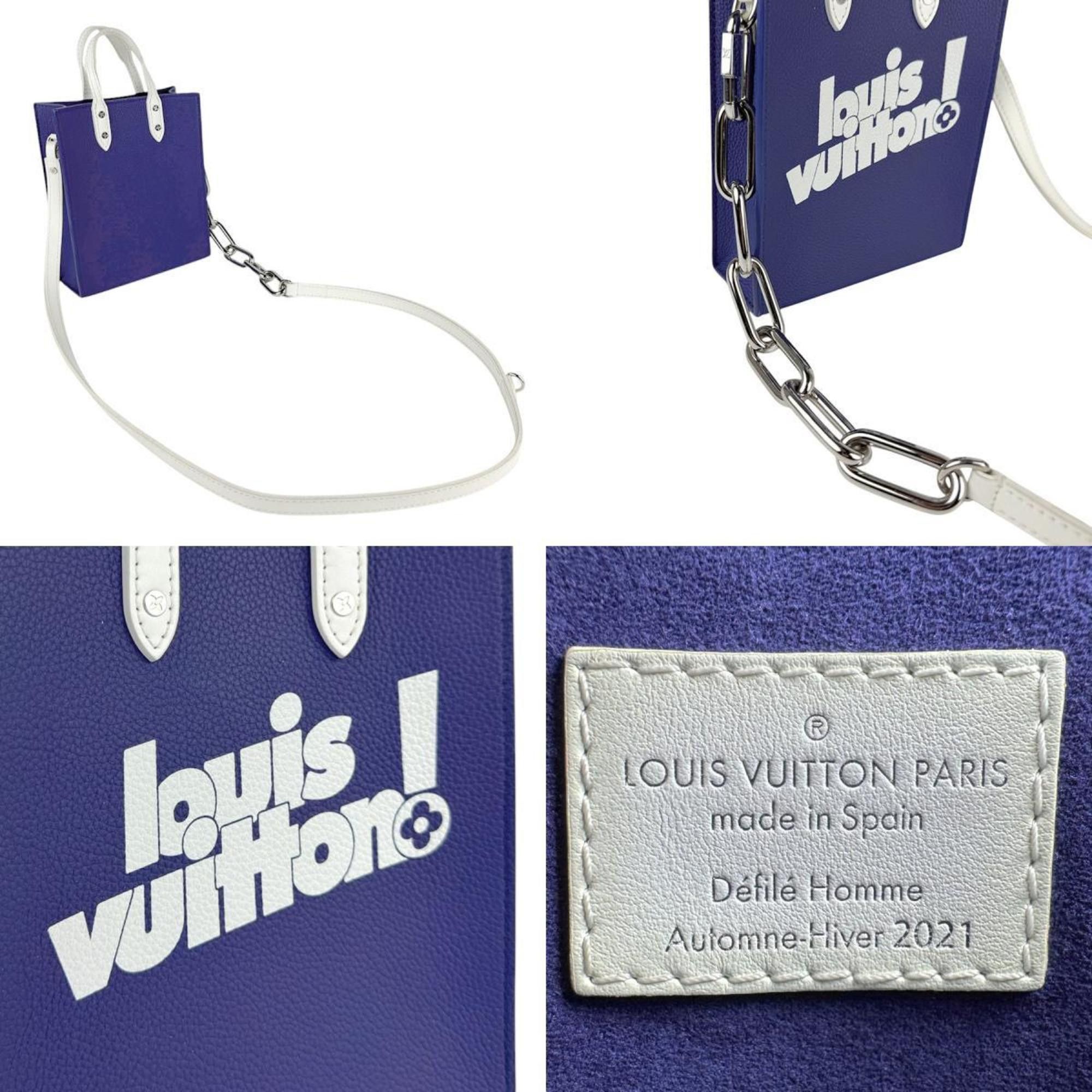 Louis Vuitton LOUIS VUITTON Handbag Shoulder Bag Everyday LV Sac Plat Leather Navy Blue White Silver Men's M80841 z4142 Size ONE SIZE - 5 Thumbnail