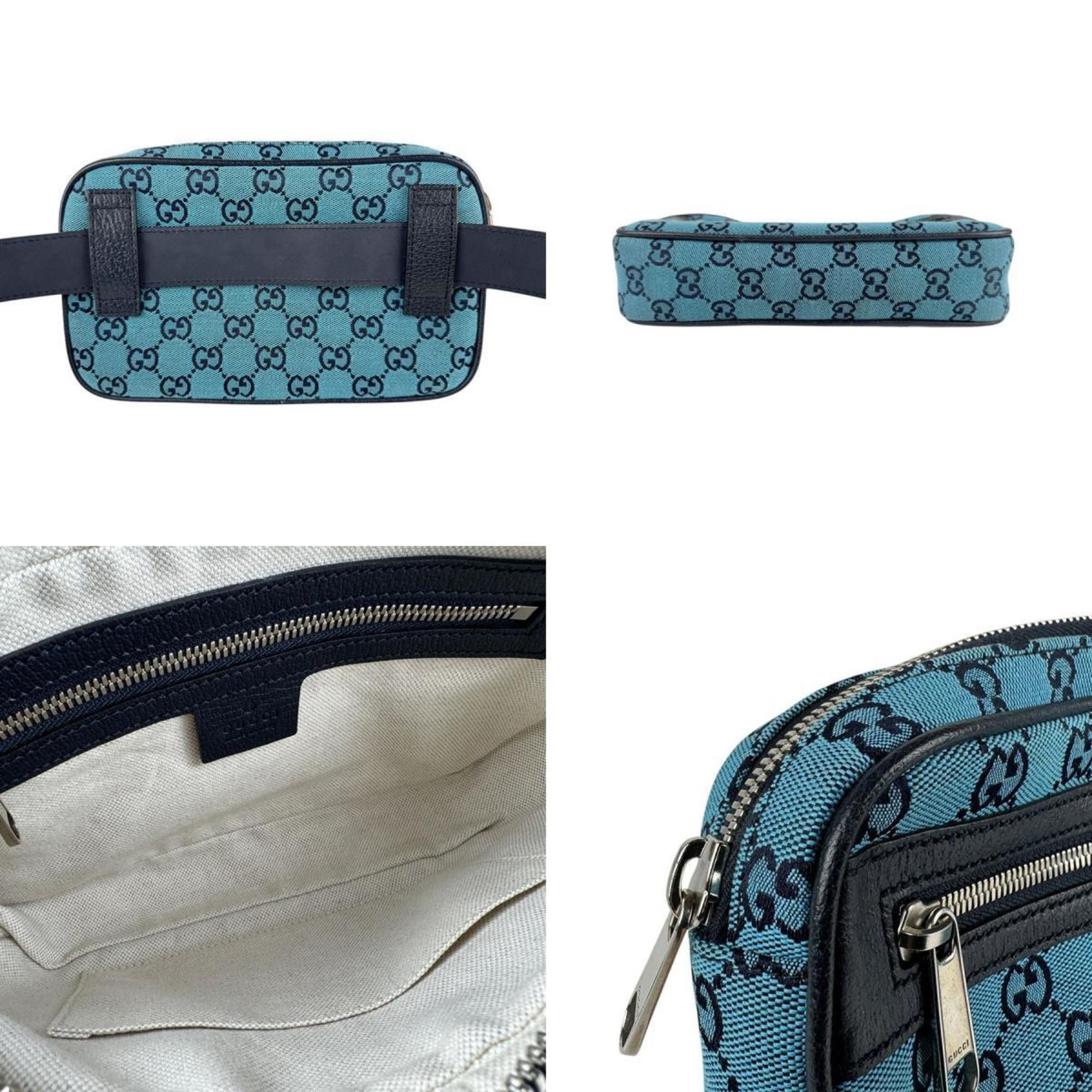 Gucci GUCCI Waist bag Belt GG canvas Leather Blue Navy Silver Men's 658657 z4204 Size ONE SIZE - 3 Thumbnail
