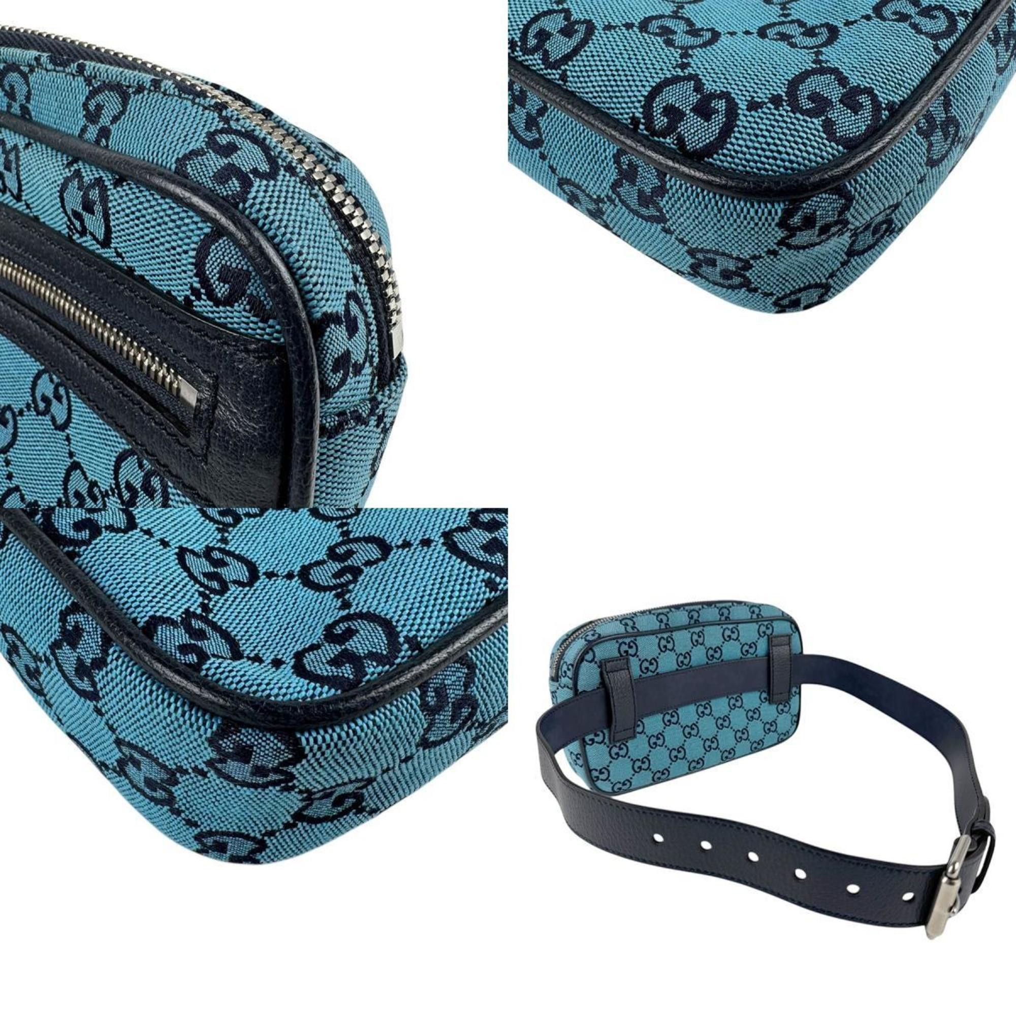 Gucci GUCCI Waist bag Belt GG canvas Leather Blue Navy Silver Men's 658657 z4204 Size ONE SIZE - 4 Thumbnail