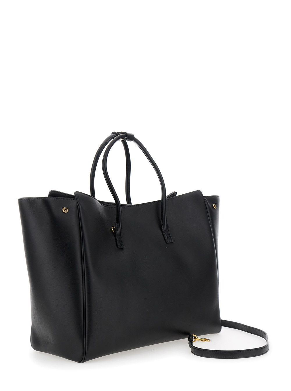 Balenciaga 'Hampton Medium' Black Handbag with Embossed Logo on the Front and Removable Key Ring in Leather Woman Size ONE SIZE - 3 Thumbnail