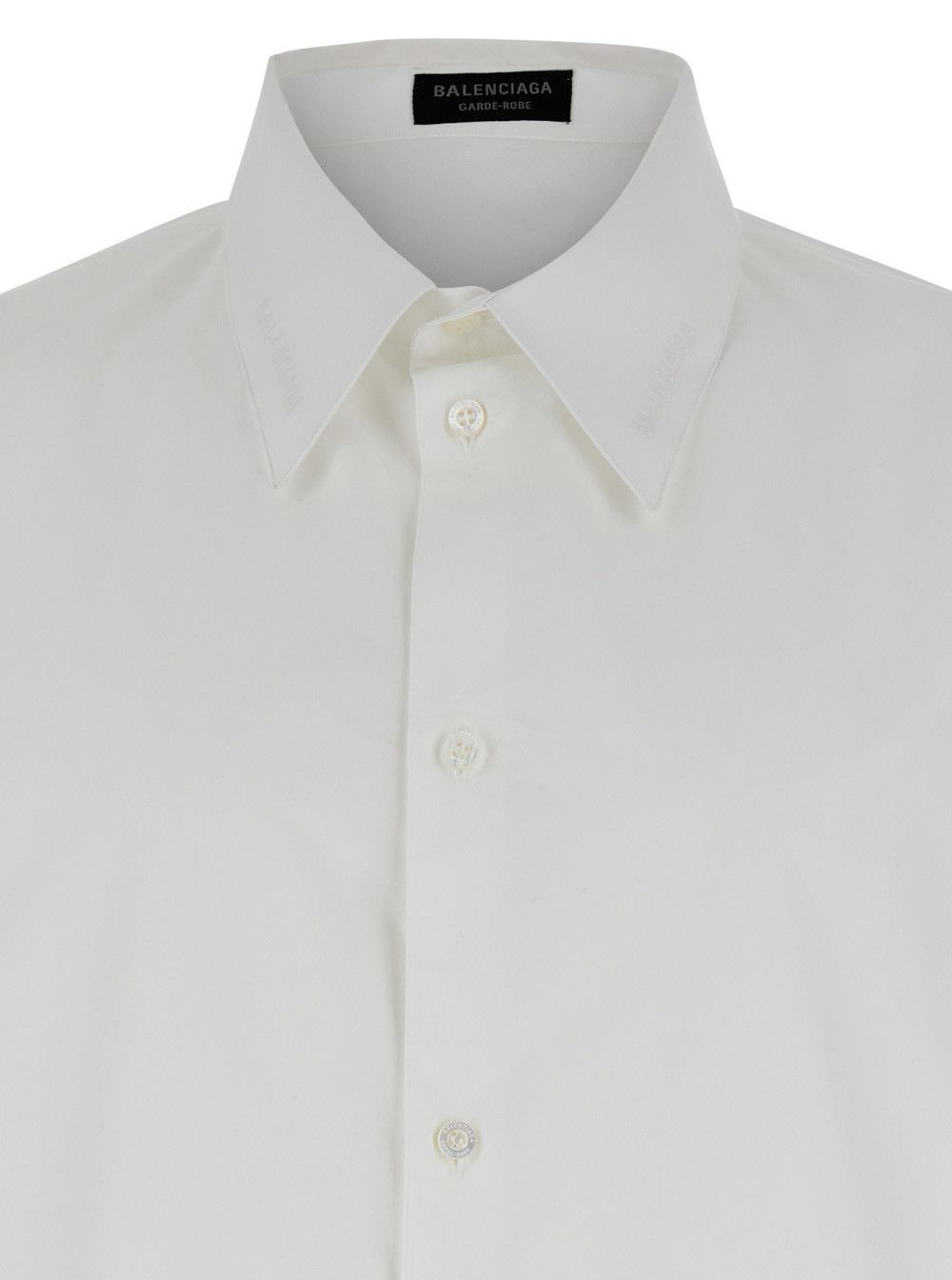 Balenciaga White Shirt with Pointed Collar in Cotton Man Size US M / EU 48-50 / 2 - 3 Thumbnail