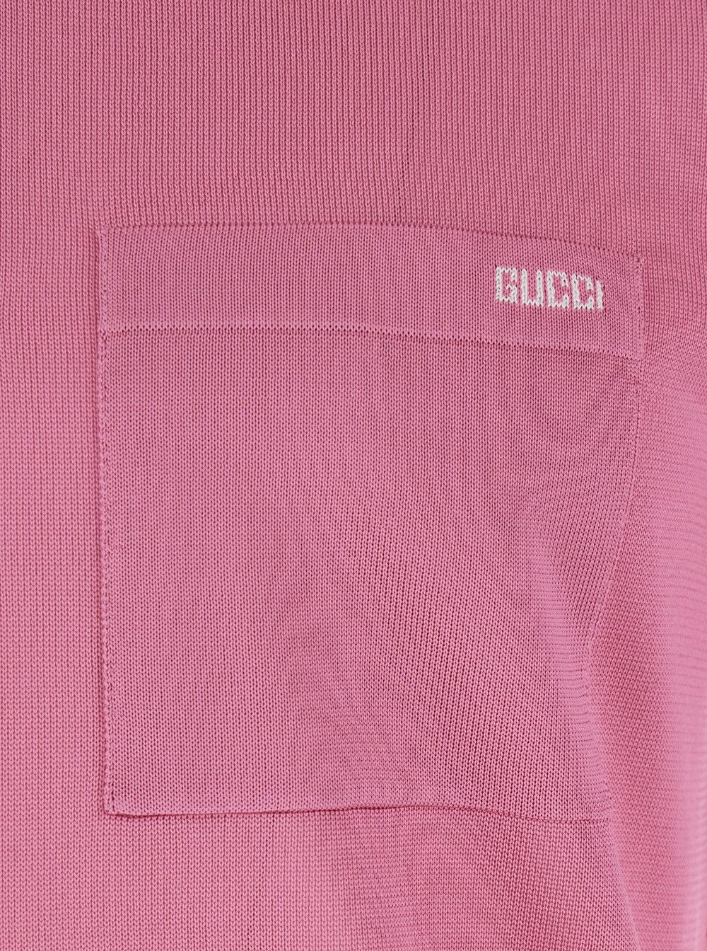 Gucci Pink Polo Shirt with Chest Pocket and Embroidered Logo on the Front in Fine Silk Knit Man Size US S / EU 44-46 / 1 - 3 Thumbnail
