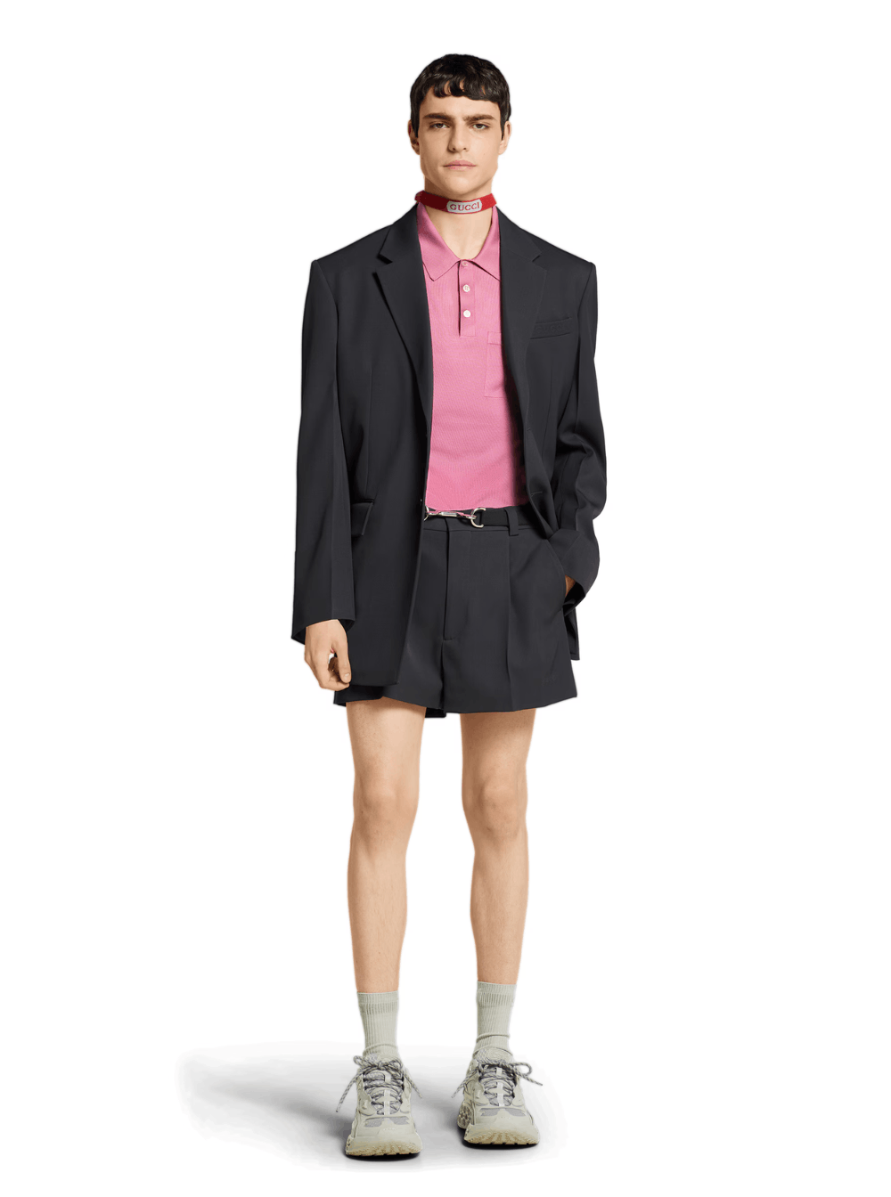 Gucci Pink Polo Shirt with Chest Pocket and Embroidered Logo on the Front in Fine Silk Knit Man Size US S / EU 44-46 / 1 - 4 Thumbnail