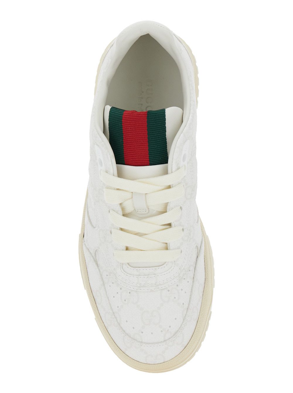 Gucci 'Re-Web' White Low Top Sneakers with All-Over GG Motif in Leather Woman Size US 8 / IT 38 - 4 Thumbnail