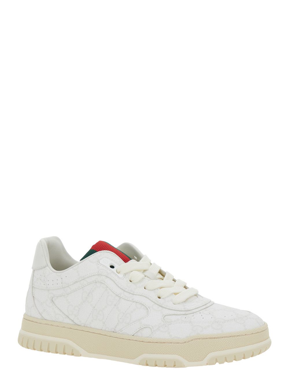 Gucci 'Re-Web' White Low Top Sneakers with All-Over GG Motif in Leather Woman Size US 8 / IT 38 - 2 Thumbnail