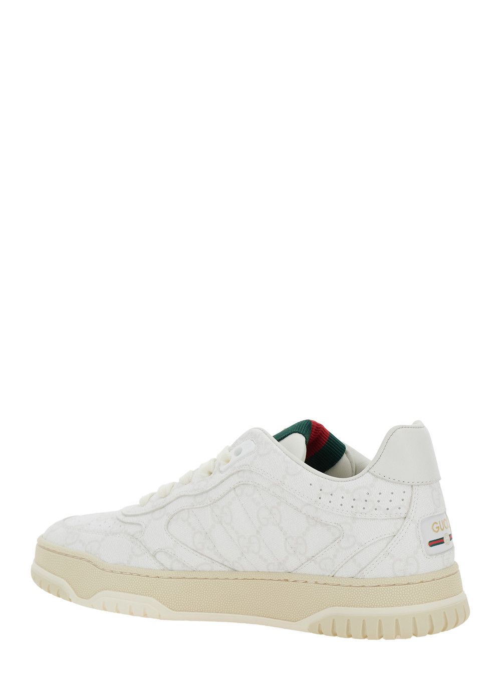 Gucci 'Re-Web' White Low Top Sneakers with All-Over GG Motif in Leather Woman Size US 8.5 / IT 38.5 - 3 Thumbnail