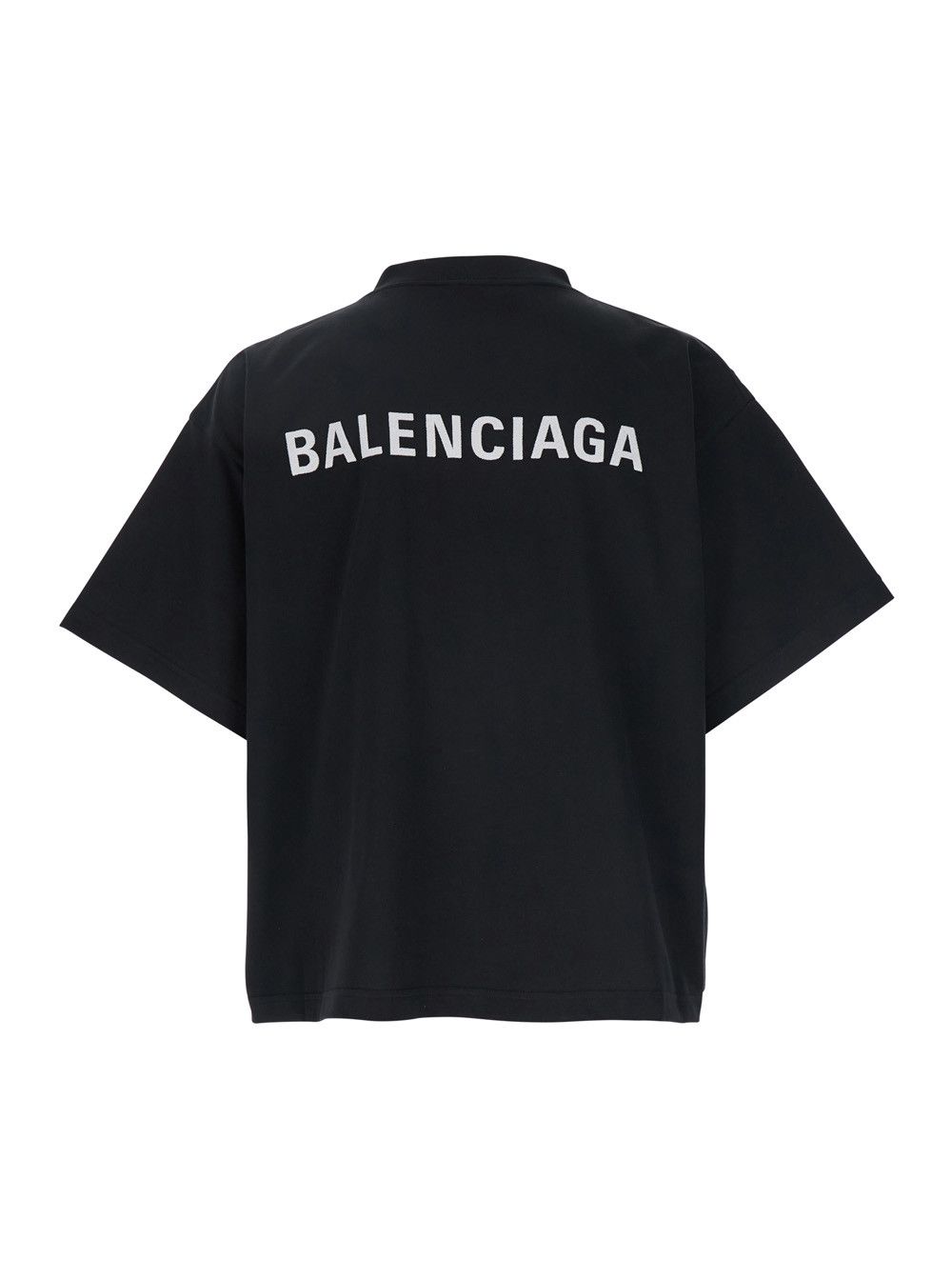 Balenciaga Black Crewneck T-Shirt with Logo Lettering on Front and Rear in Cotton Man Size US S / EU 44-46 / 1 - 2 Thumbnail