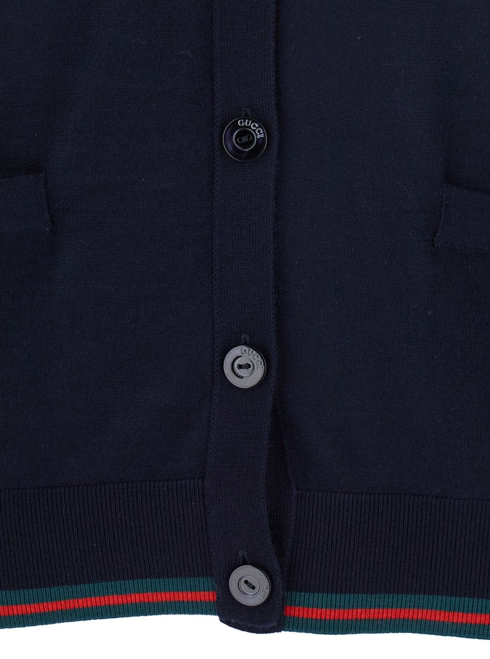 Gucci Blue Cardigan with Web Detail on the Edges in Cashmere and Silk Blend Woman Size XS / US 0-2 / IT 36-38 - 3 Thumbnail