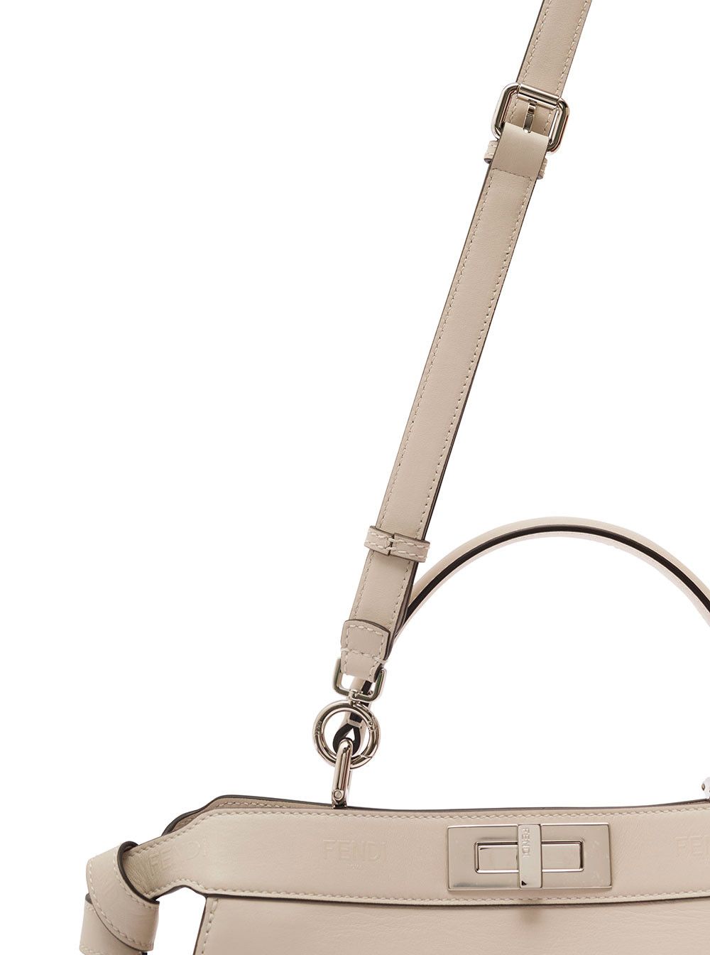Fendi 'Peekaboo ISeeU Medium' White Handbag with Knotted Side Laces and Twist Lock in Smooth Leather Woman Size ONE SIZE - 3 Thumbnail
