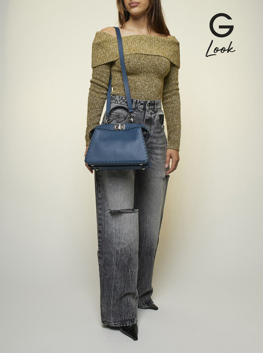 Fendi 'Peekaboo ISeeU Small' Blue Handbag with Shoulder Strap in Leather Woman Size ONE SIZE - 7 Thumbnail