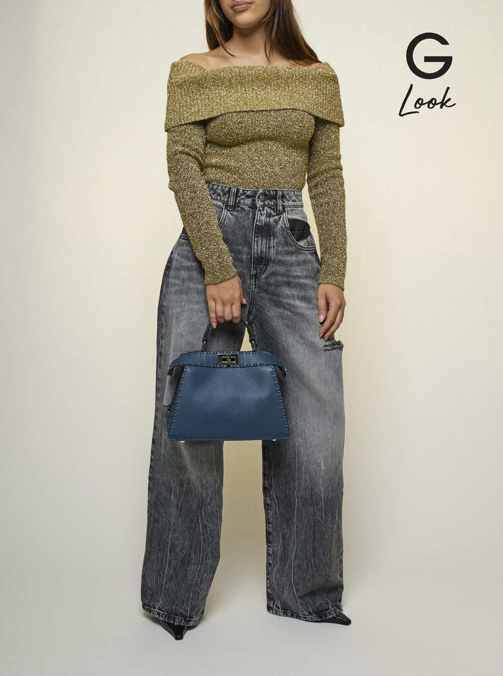 Fendi 'Peekaboo ISeeU Small' Blue Handbag with Shoulder Strap in Leather Woman Size ONE SIZE - 6 Thumbnail