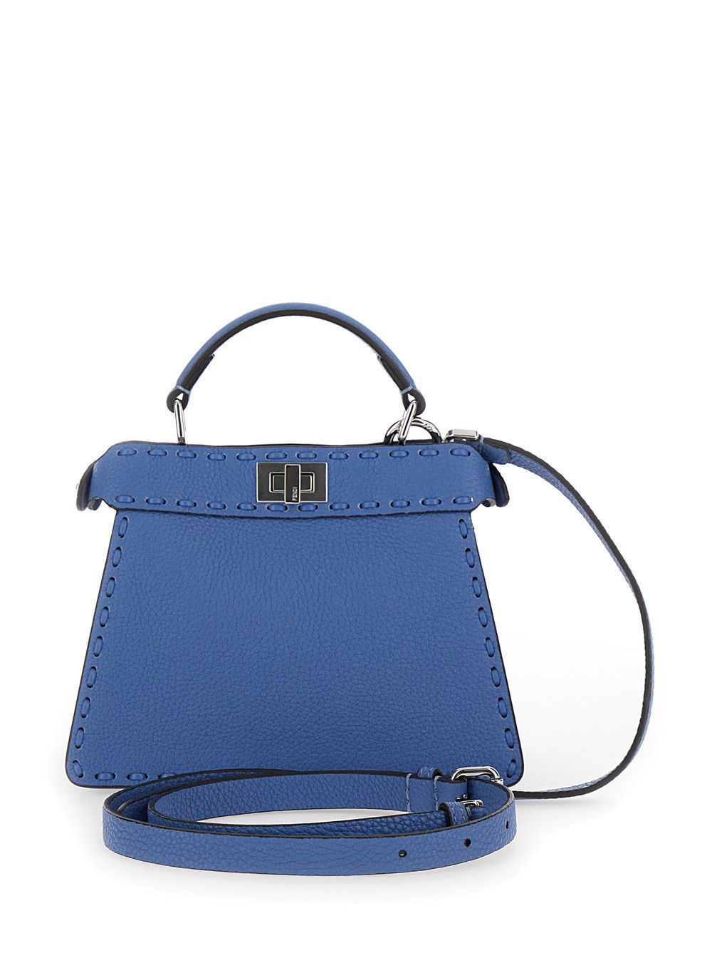 Fendi 'Peekaboo ISeeU Petite' Blue Handbag with Twist Lock Closure in Full-Grain Leather Woman Size ONE SIZE - 4 Thumbnail