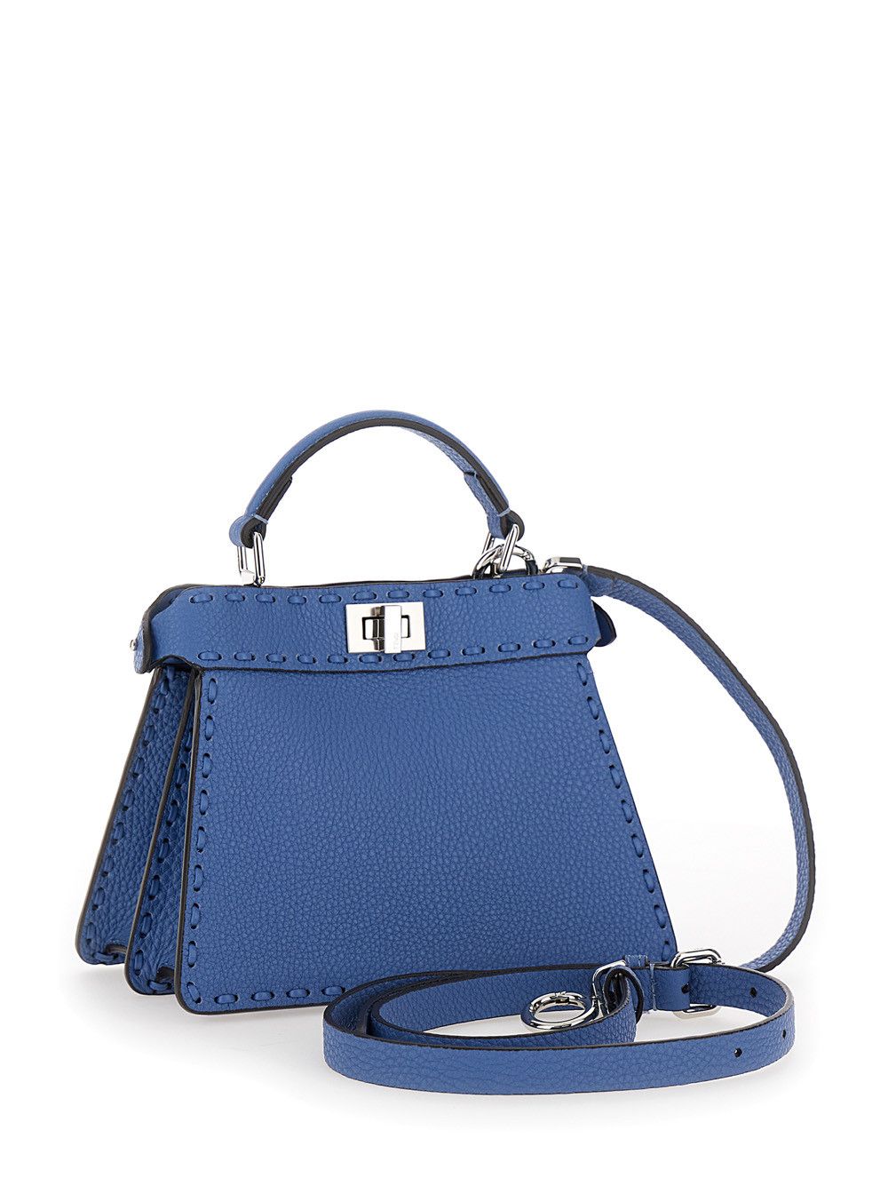 Fendi 'Peekaboo ISeeU Petite' Blue Handbag with Twist Lock Closure in Full-Grain Leather Woman Size ONE SIZE - 3 Thumbnail